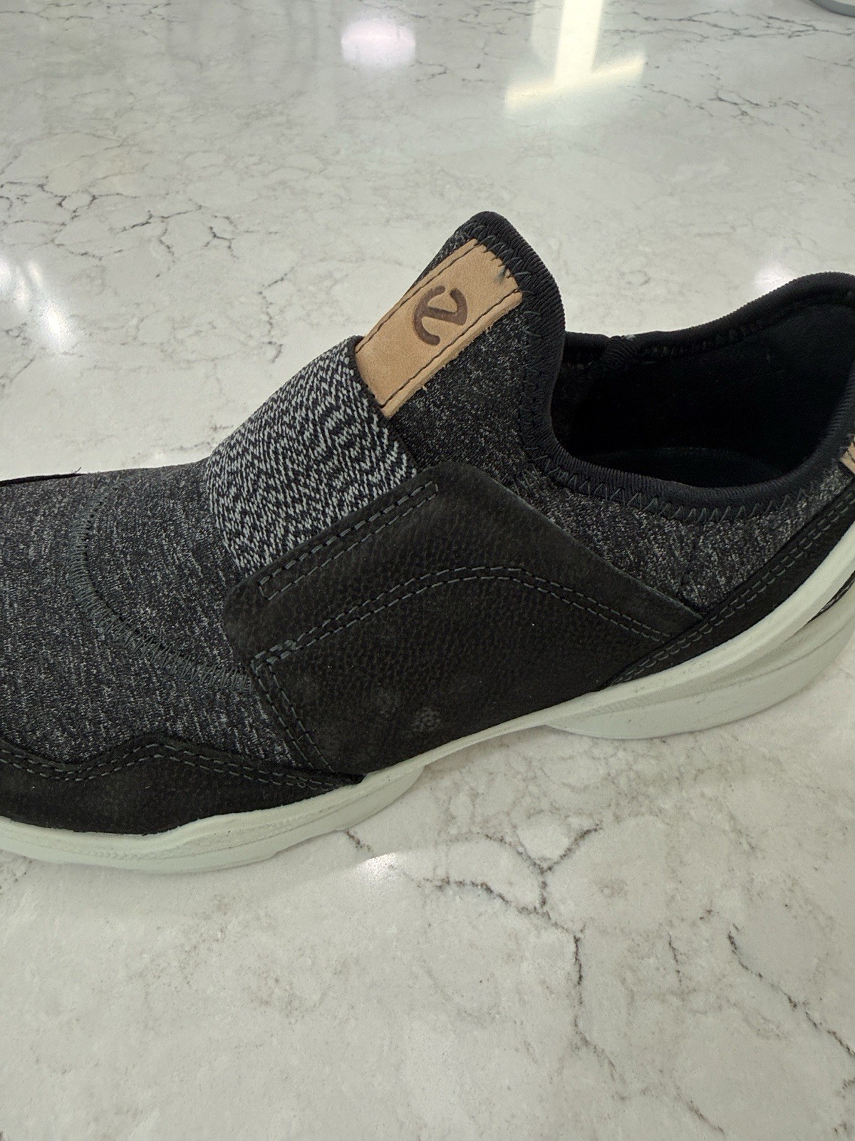 ECCO women’s Slip -On Low Top Athletic Sneaker, Black/Gray/White Rubber Outsole