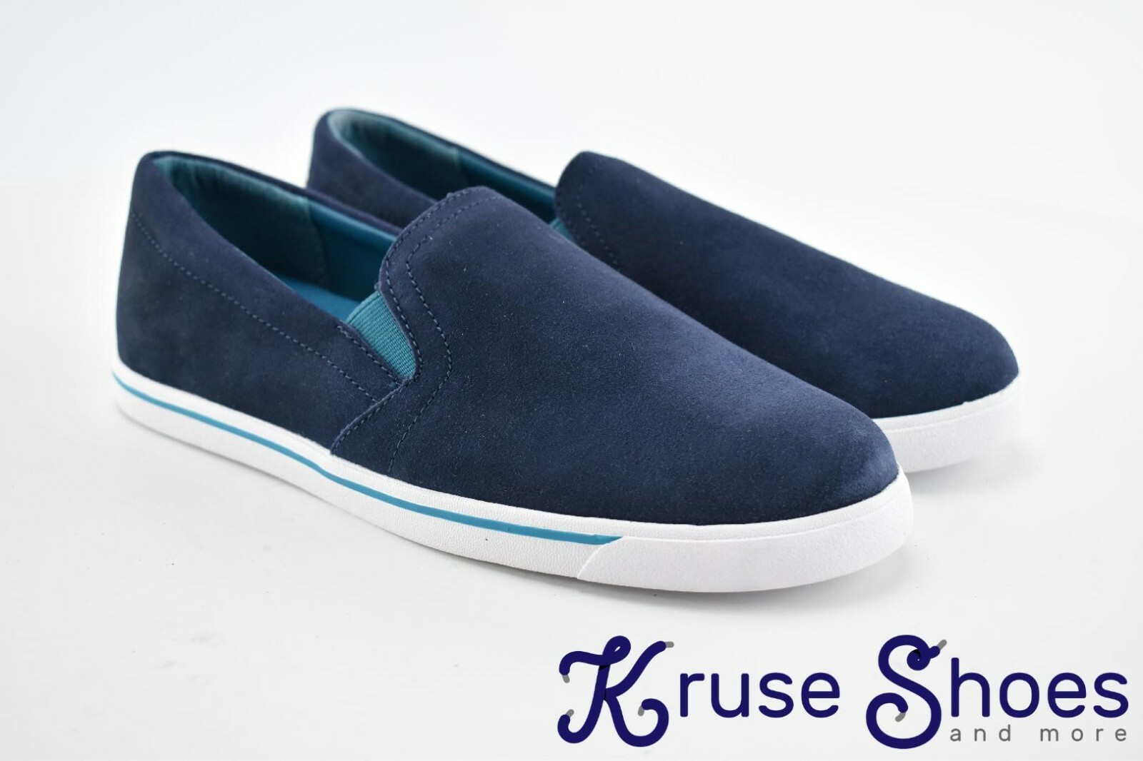 Lands’ End Women’s Canvas Leather Slip-On Sneakers «Deep Sea» Size 7B