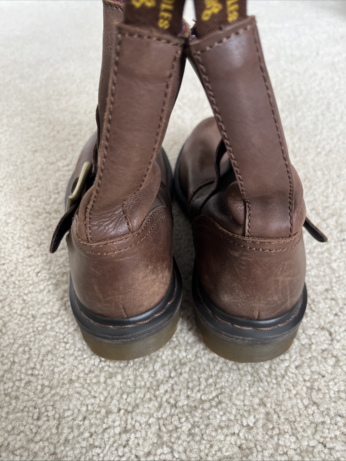 Dr. Martens Meg Biker Leather Ankle Boots Brown US 7 EU 38 Moto Grunge