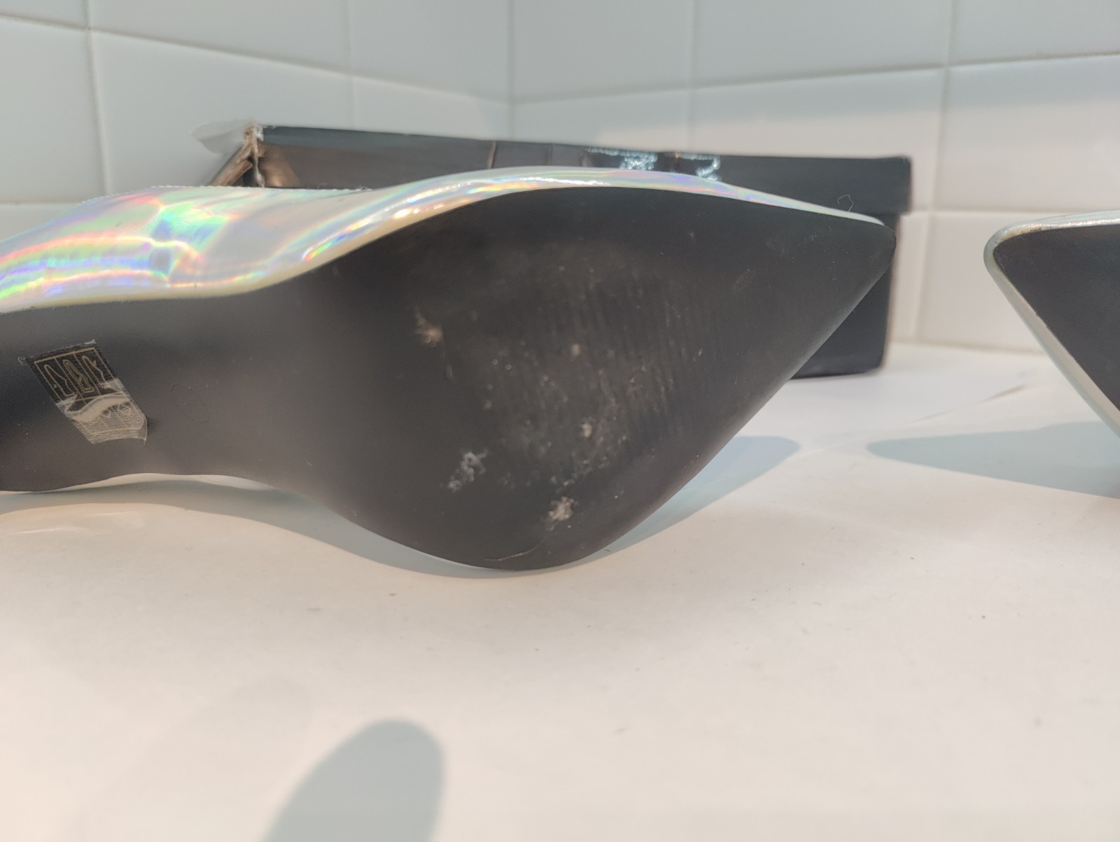 Dolls Kill Holographic Stiletto Heels Size 7