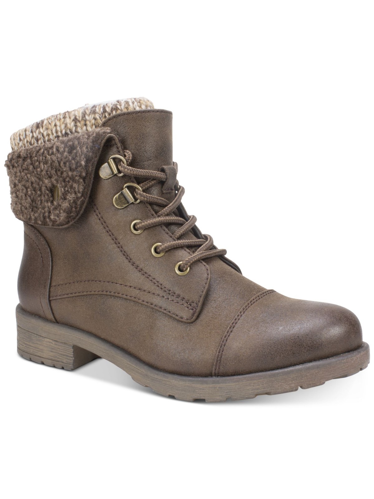 WHITE MOUNTAIN Womens Brown 0.5″ Platform Sweater Fuzzy Sandro Booties 5 M