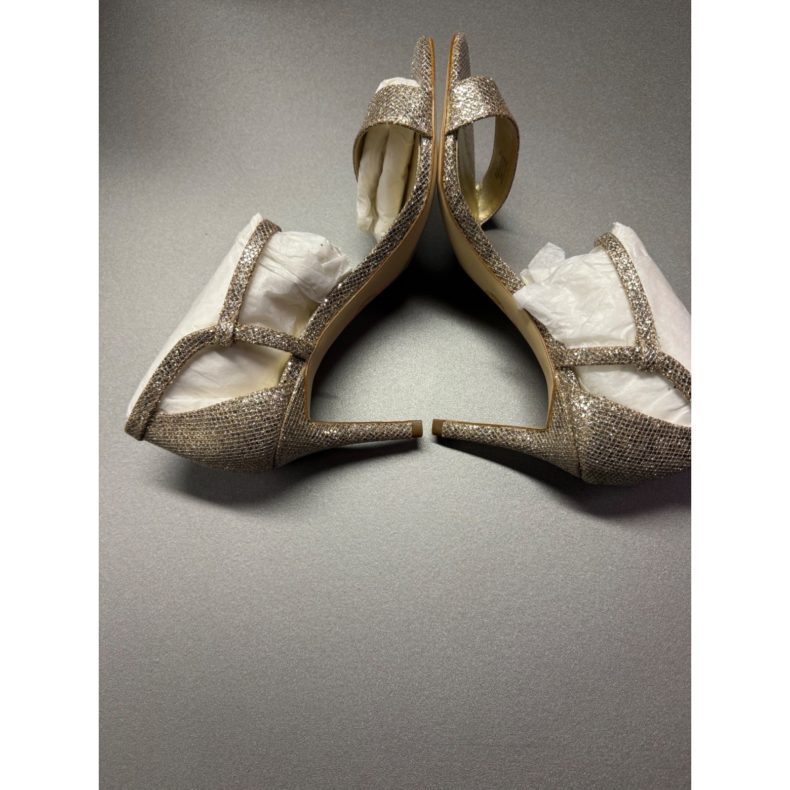 Michael Kors Simone Mid Sandal Silver Sand Glitter Stiletto Heel 40S6SMMA2D 8M