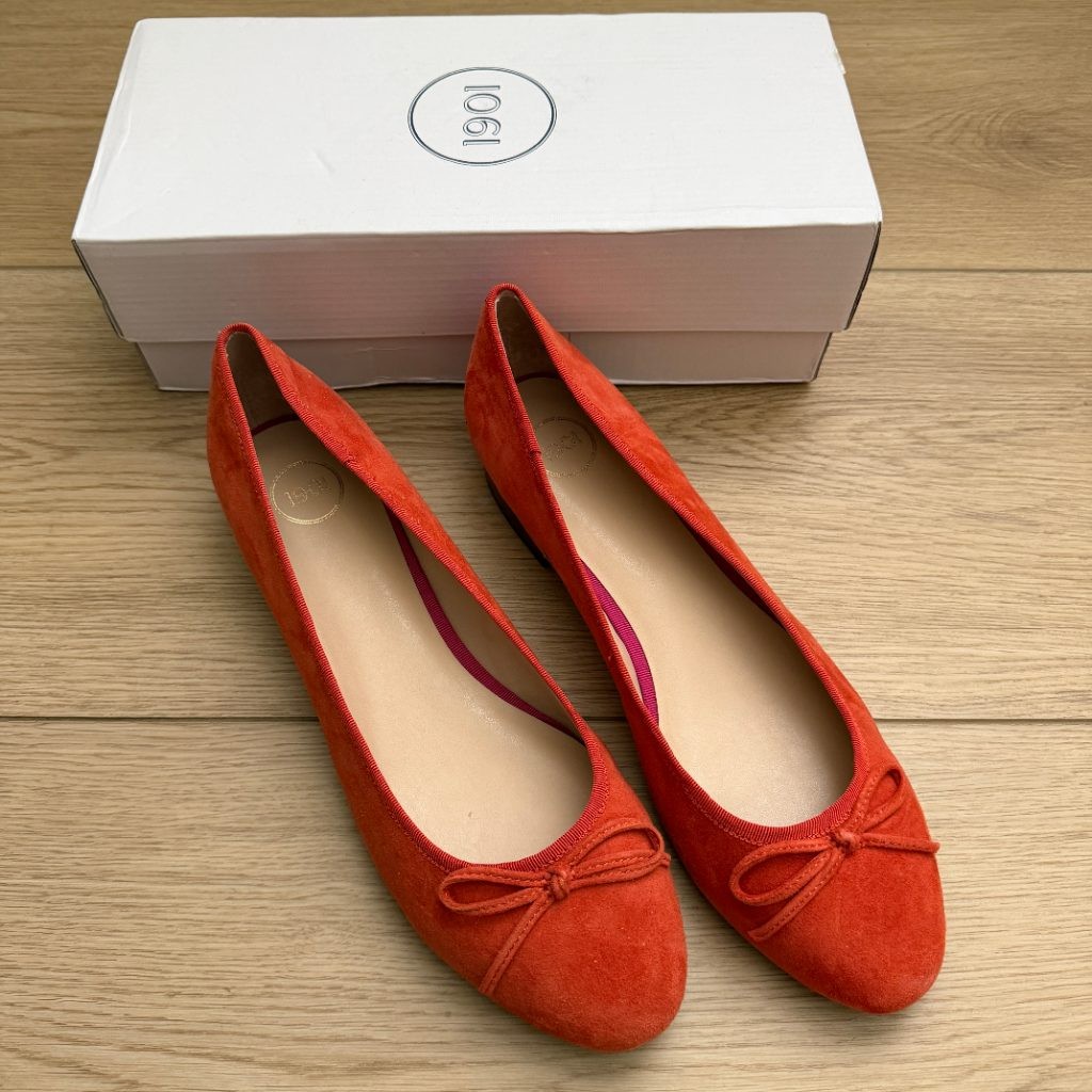 1901 Asbryn-Lea Orange Suede Ballet Flats Womens 9.5 M Bow Slip On Nordstrom