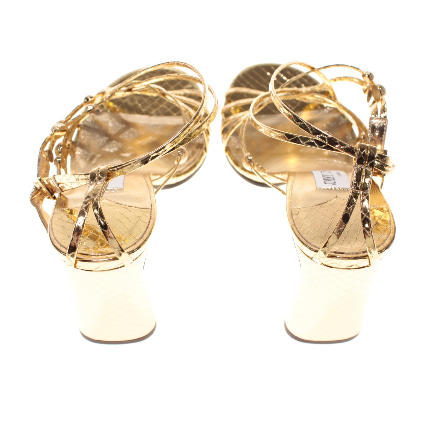 Jimmy Choo NWB Felice 95 Heeled Sandals Size 36.5 (US 6.5) in Gold Leather