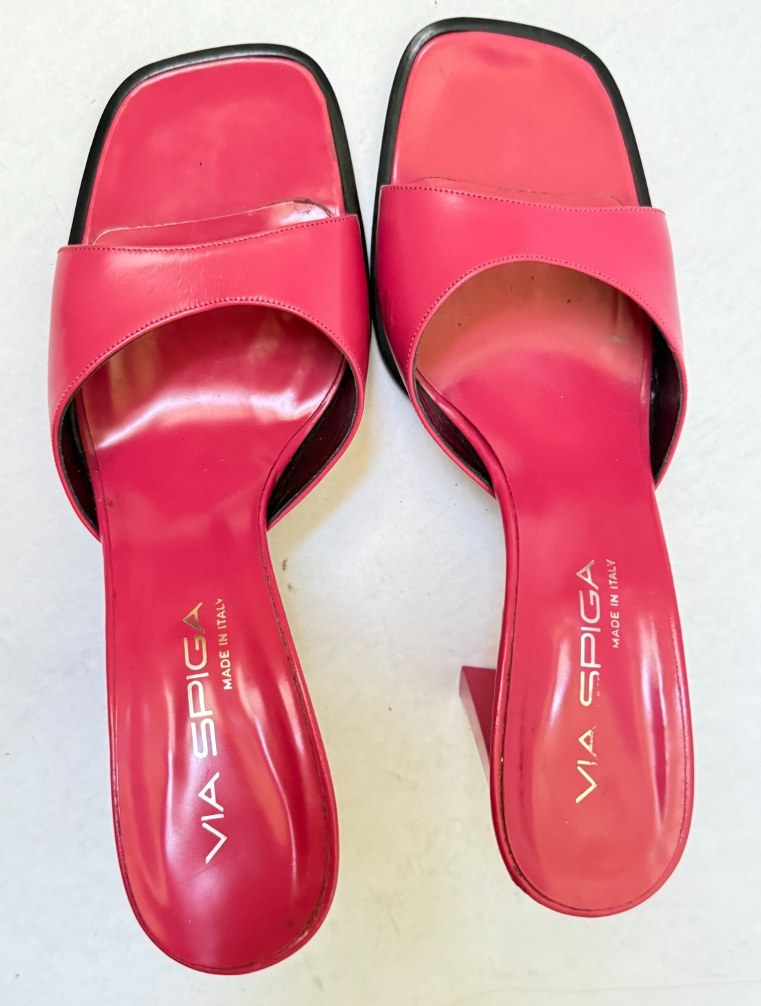 Via Spiga Pink Open Tote Slip on High Heel Sandals Womens Size 6M Made in Italy