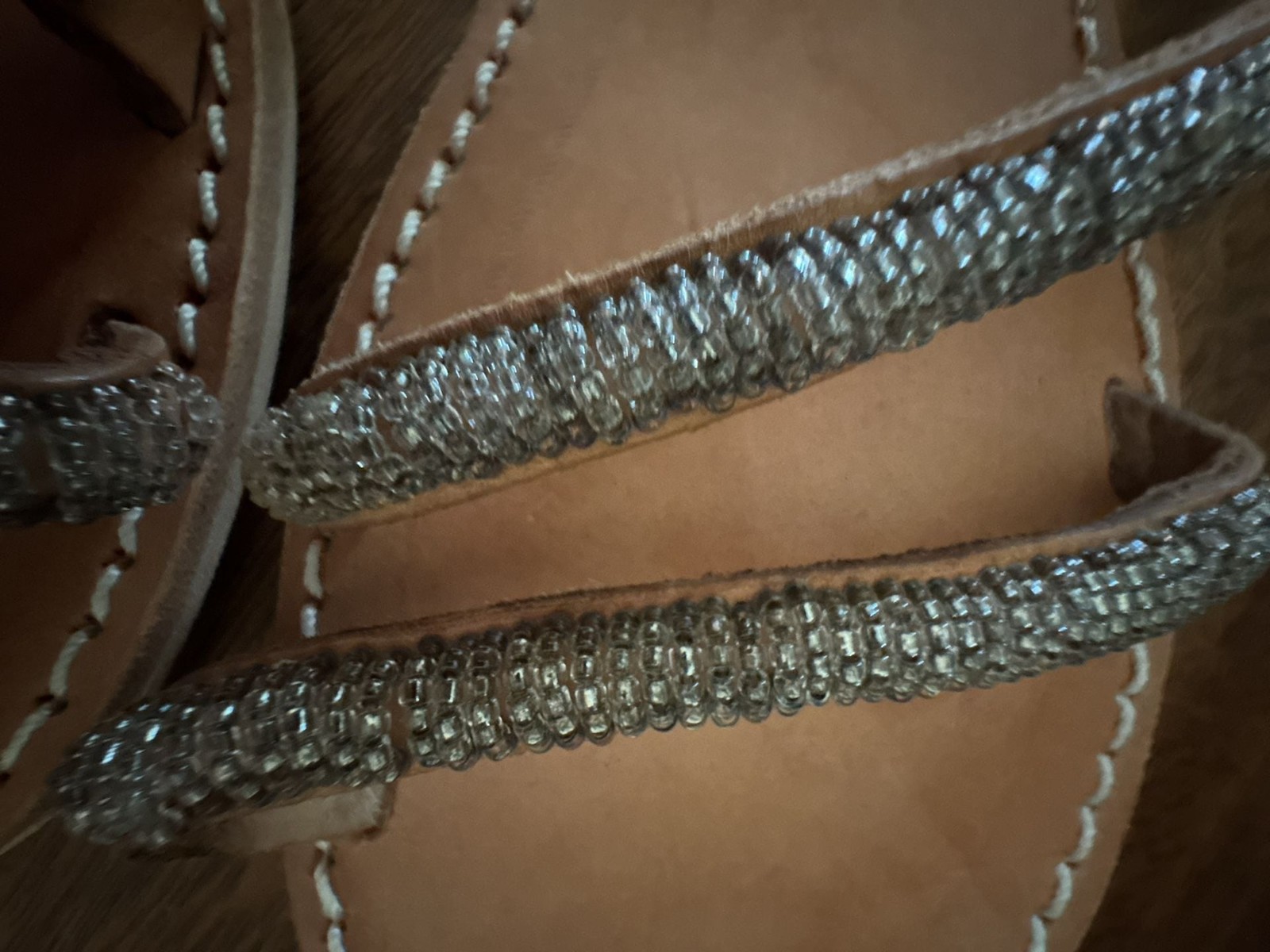 Laidback London Handmade Leather Beaded Flat Sandals