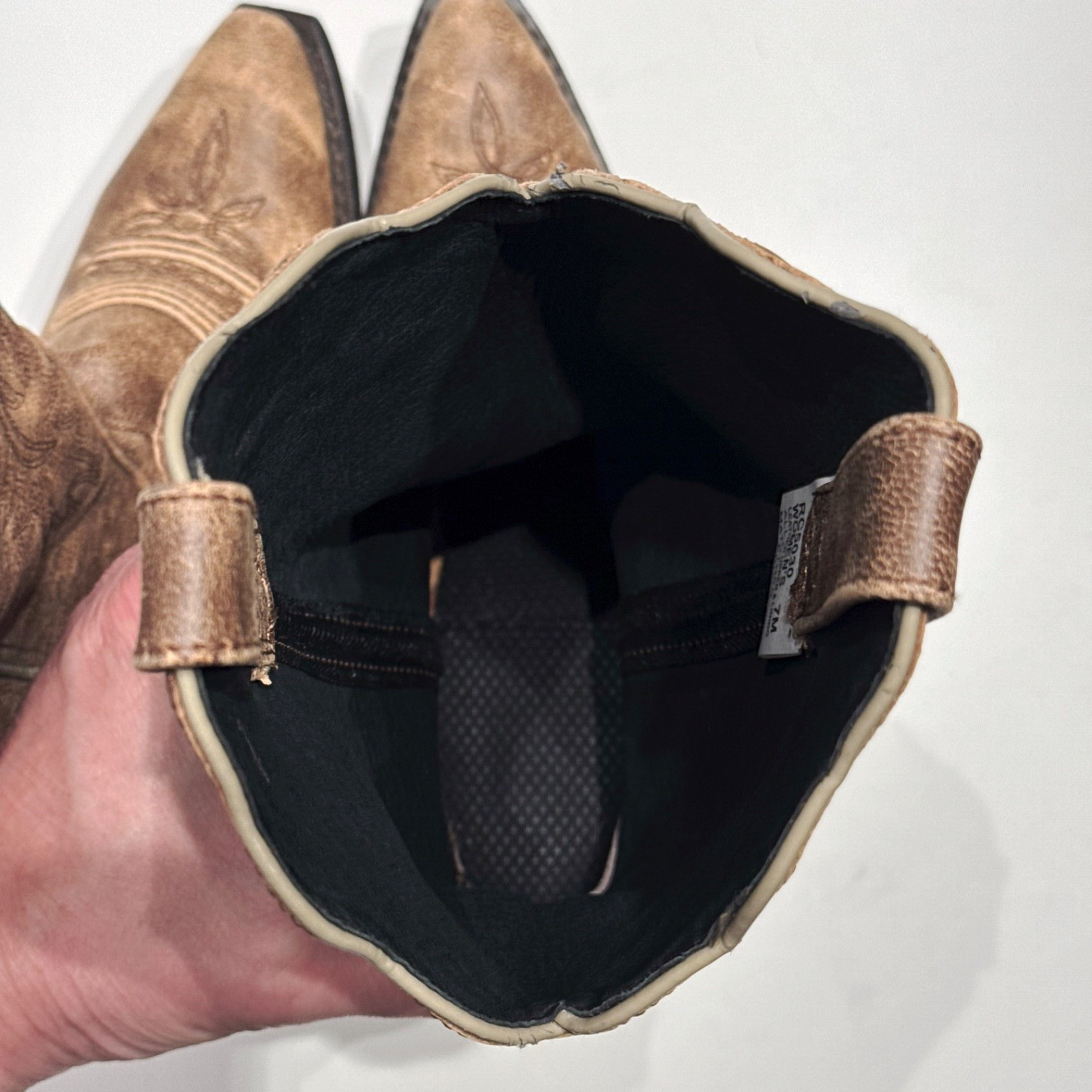 NWOB Rockin’ Country Brown Leather Cowgirl Western Boots Snip Toe Women Size 7M