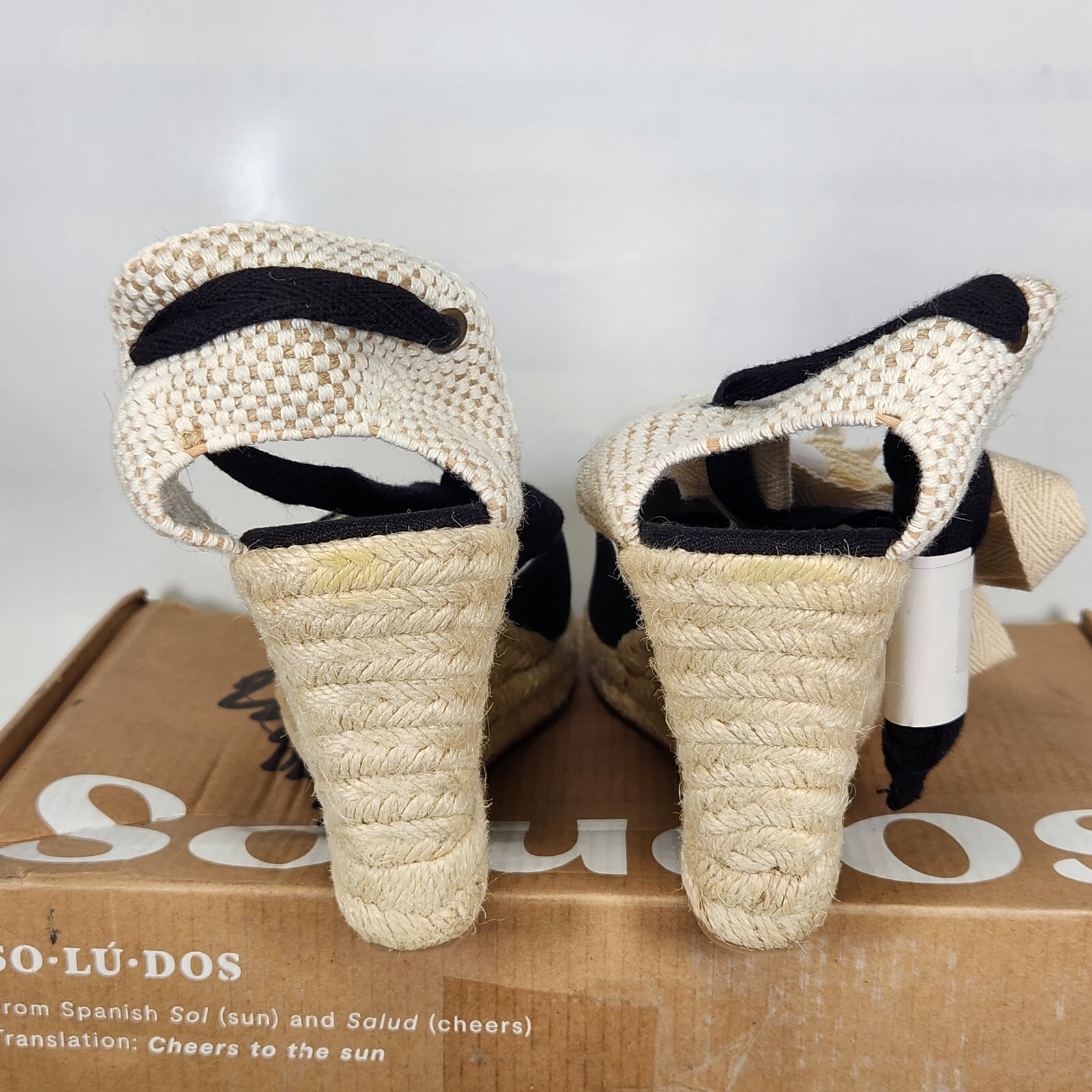 Size 8 – Soludos The Marseille Wedge – Ankle Bow Tie – Black