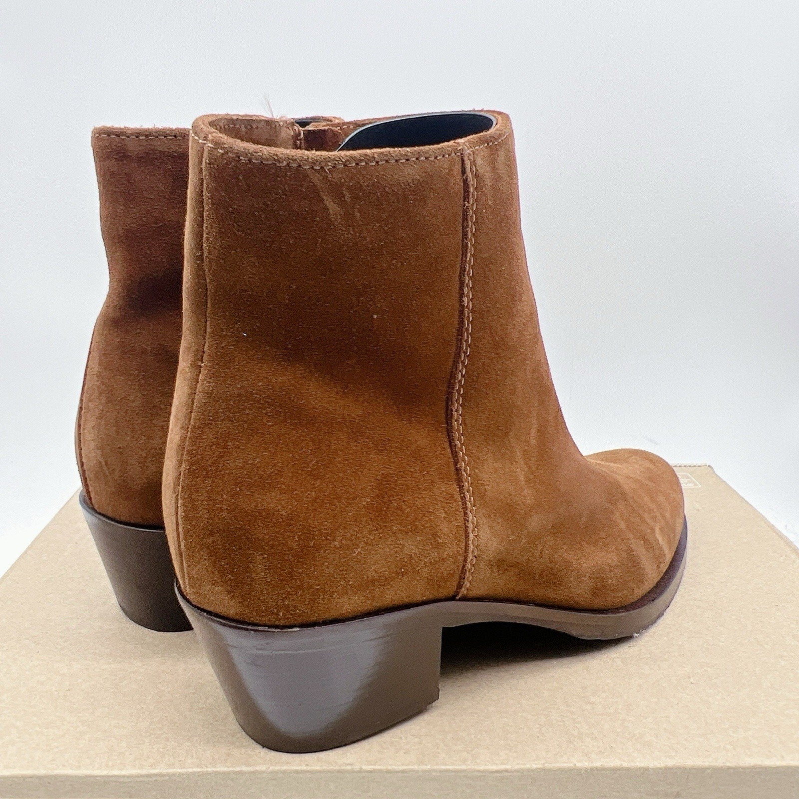 La Canadienne Peter Waterproof Bootie Heel Round Toe Tan Brown Suede US 7