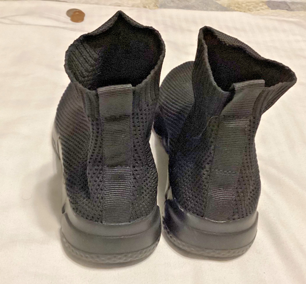 Fashion Black Ladies Sock Shoe Boots Knit Lightweight Slip-On Casual SZ 36 NWOB