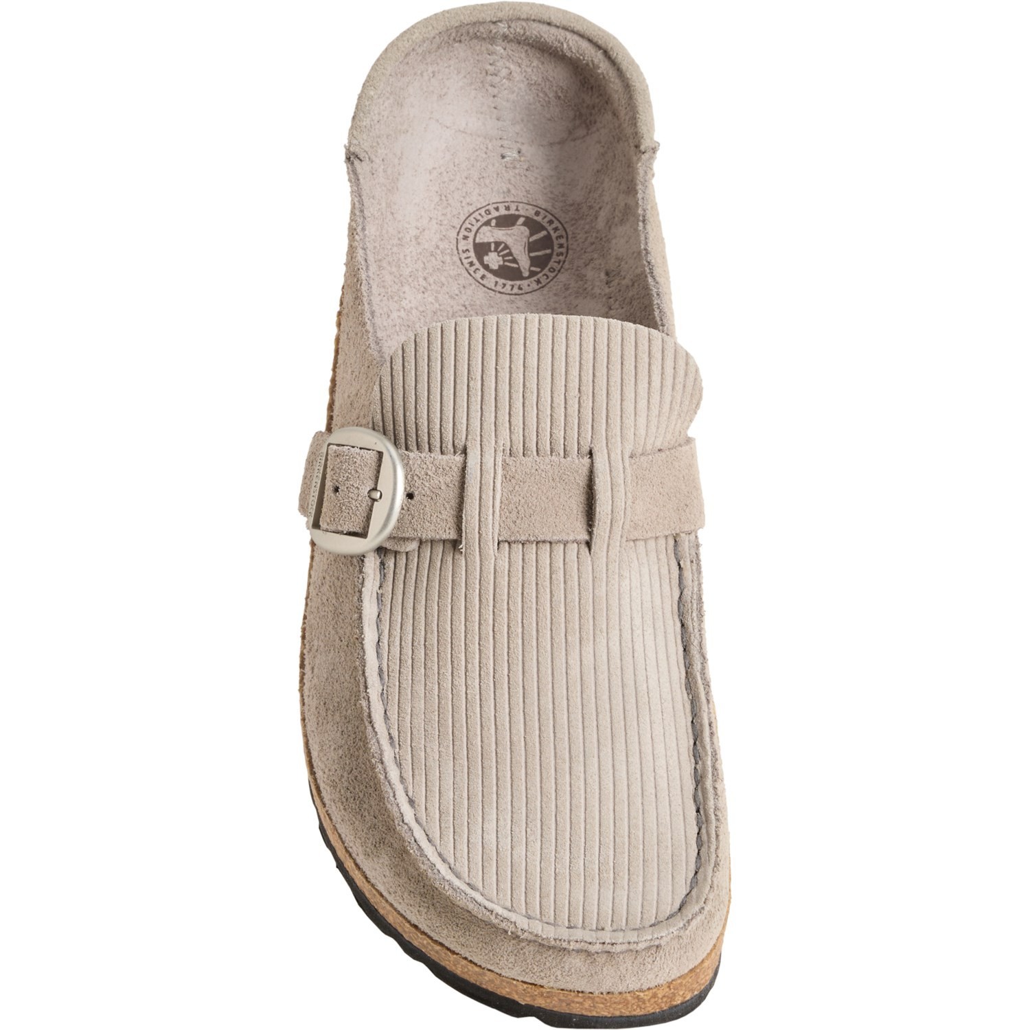 Birkenstock Buckley Corduroy Clogs – Suede in Stone Coin – New