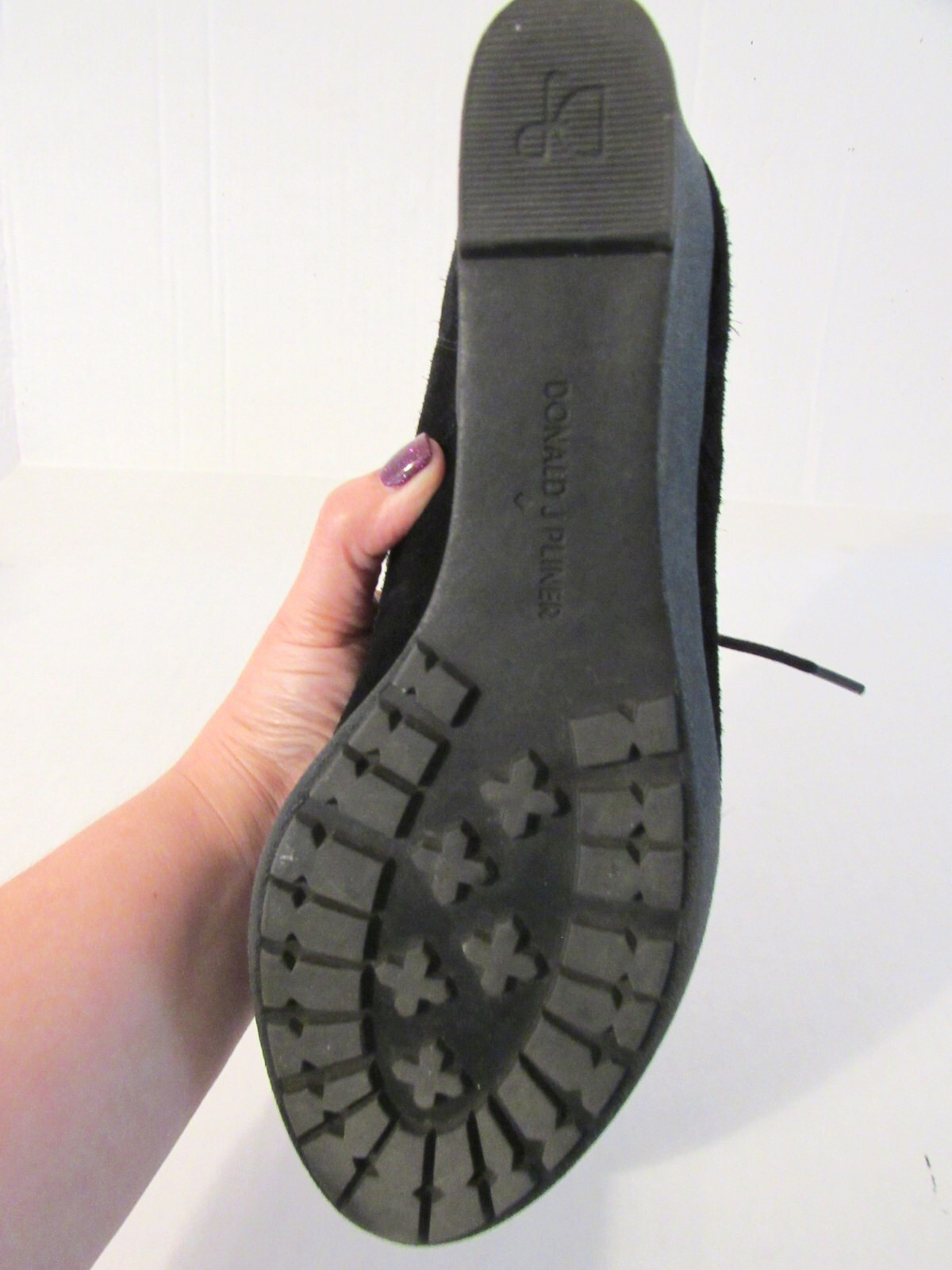 DONALD J PLINER Size 8.5M Black Suede 2.75-in Wedge Heel Lace-up Ankle Boots