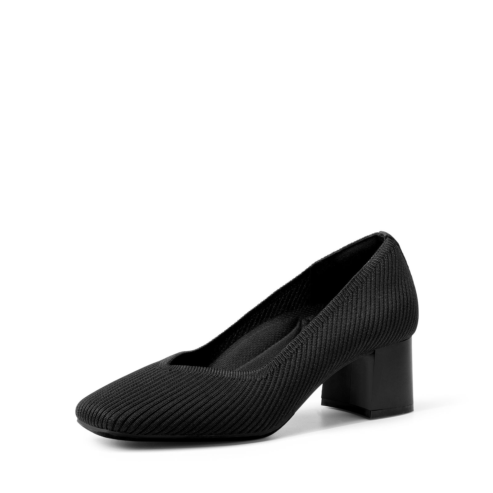 Women Low Block Heels Pumps Knit Office Work Business Formal Casual Dress Pumps
