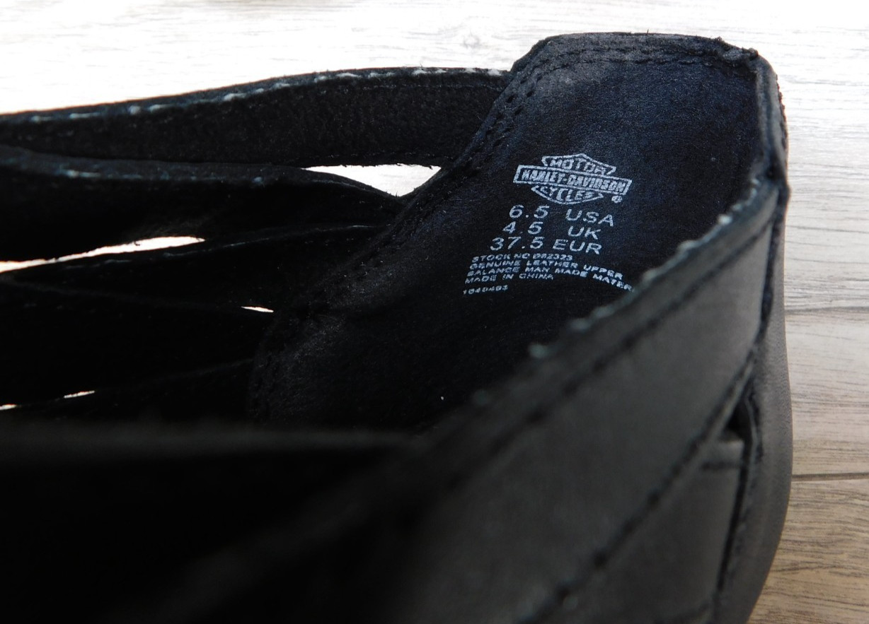 Harley Davidson Margie Black Leather Strappy Cone Heel Sandals D82323 Size 6.5 B