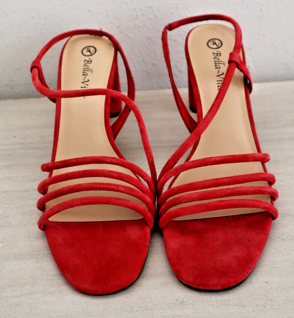 Bella Vita Women’s Sz 12 N Red Zariah Block Heel Leather Slingback Sandals $115