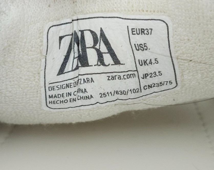 ZARA Mesh Ballet Flats White Green Lace-Up Shoes Women US 5 EU 36 Casual Summer