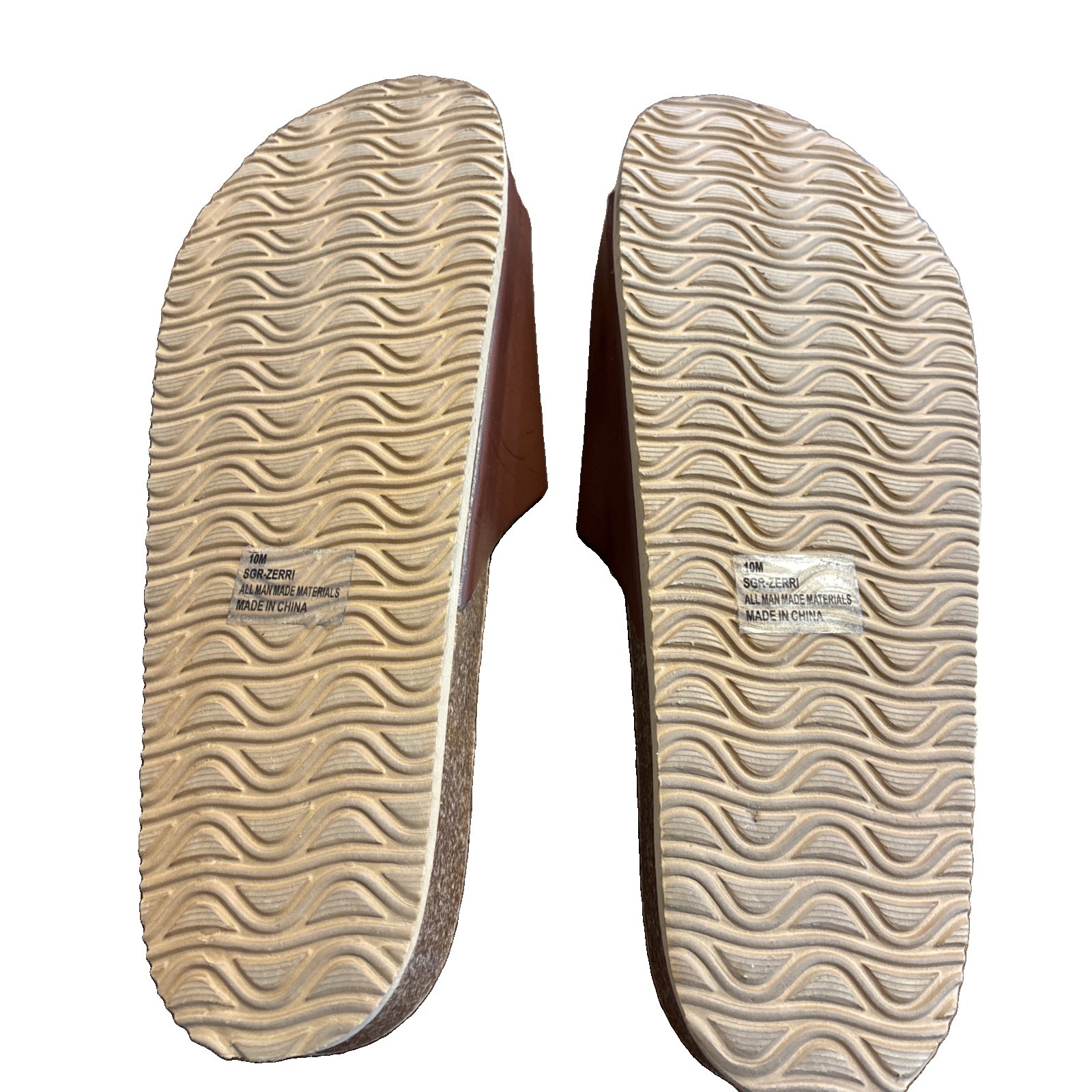 Sugar Zerri Faux Brown Leather Slip On Slide Sandals Metal Buckle Women’s Sz 10
