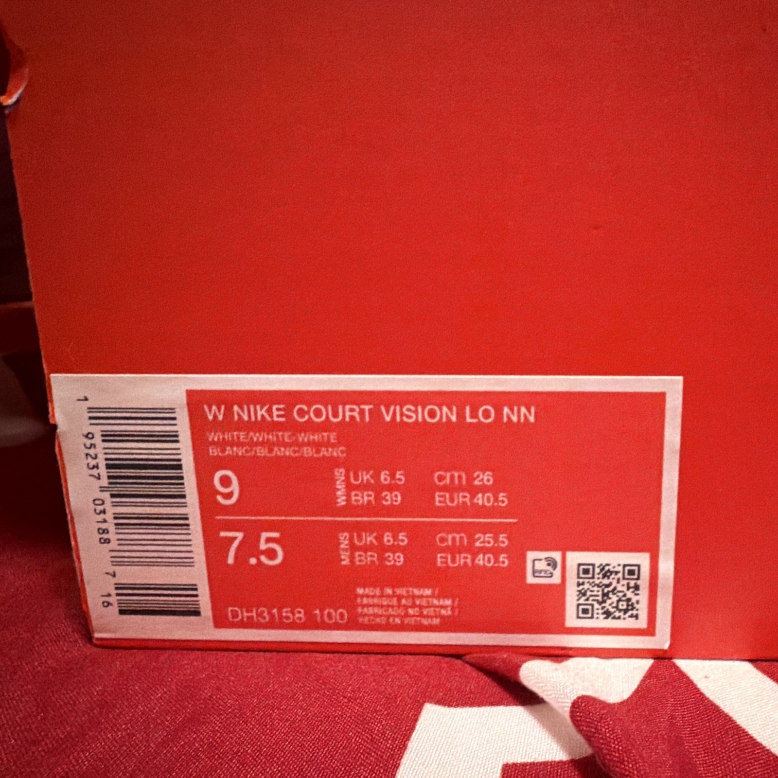Nike Court Vision Low NN Triple White DH3158-100 Leather Low Top Sneakers