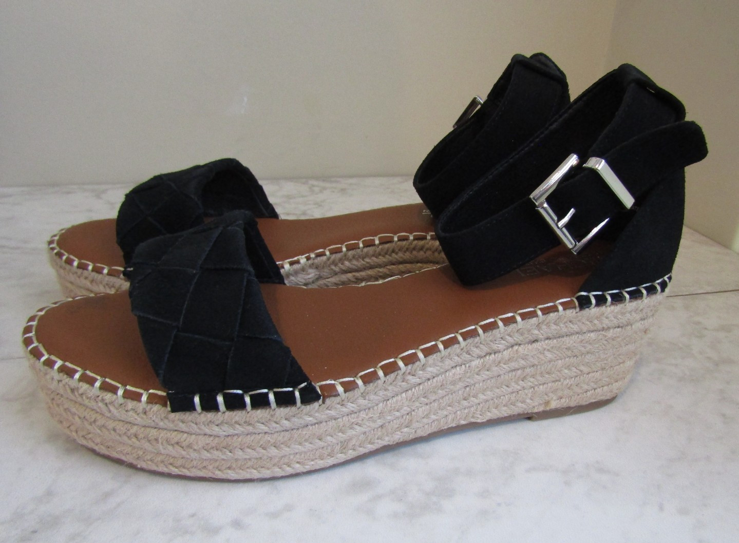 Michael Shannon Wedge 2.5″ Rope Heel Platform Buckle Strap Shoes Women’s 9 M