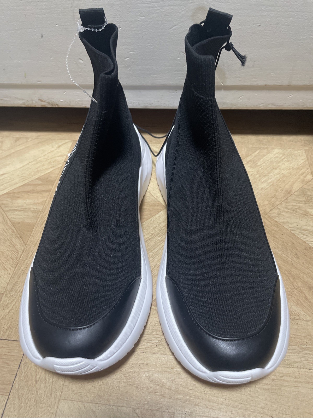 Calvin Klein Womens Knitted Colorblock Fashion Sock Sneakers Black Size 8.5