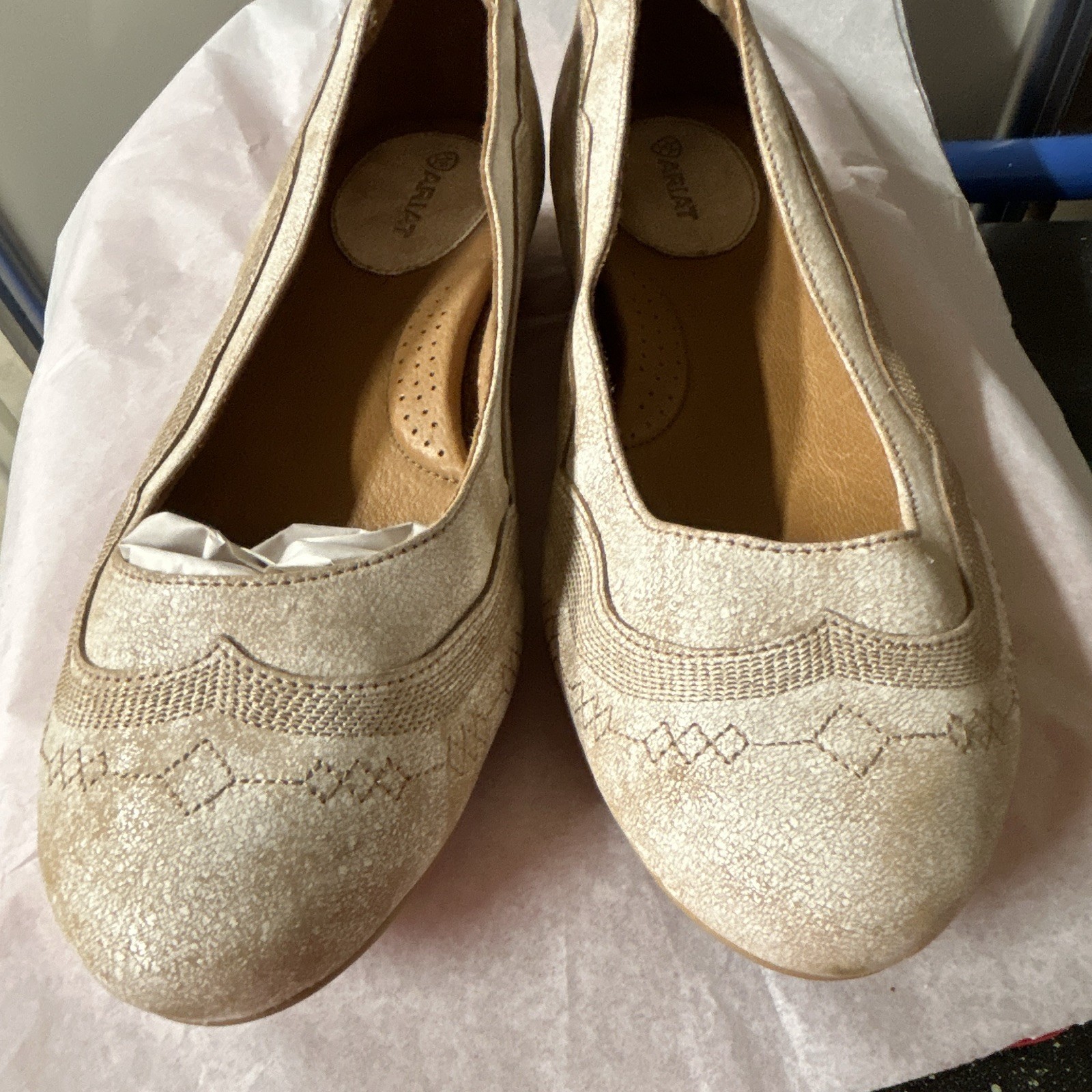 Ariat Women’s Distressed Finish Leather Dreamer Flats US 11M Embroidered