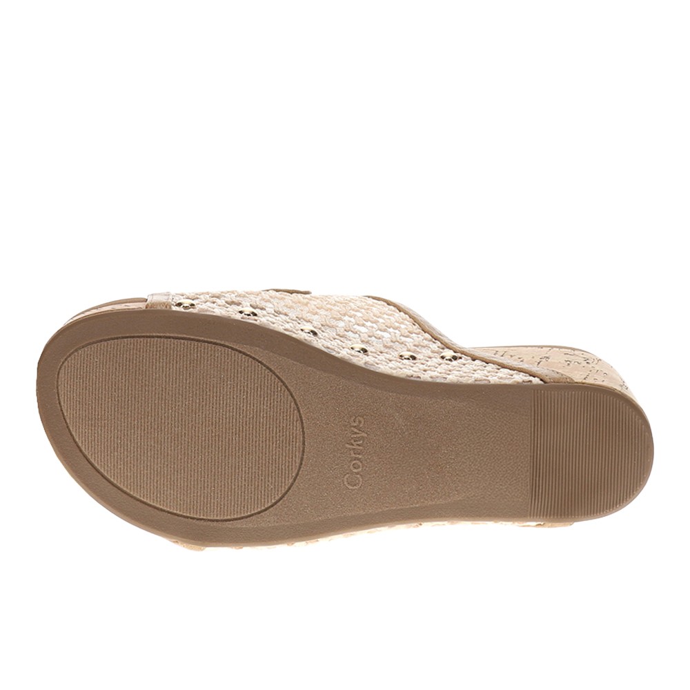 Corkys Main Squeeze Studded Wedge Womens Beige, Brown Casual Sandals 41-0265-NA