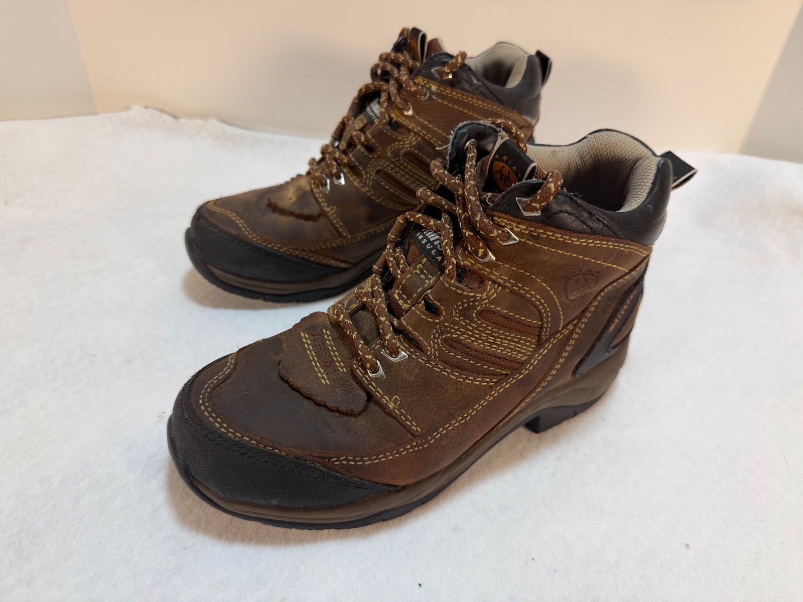 Ariat ATS Waterproof Insulated Work Hiking Boots Womens 7B Brown