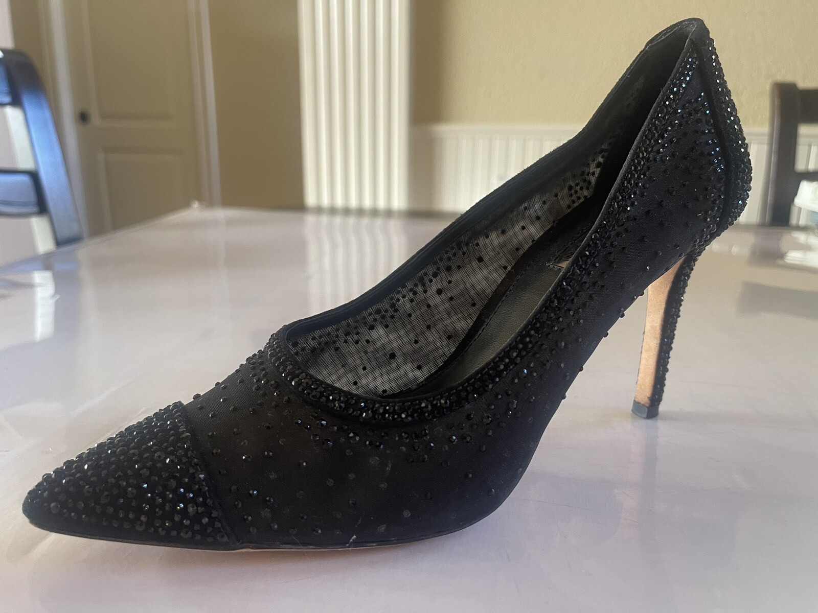 Antonio Melani MARINNA Black Crystals Covered Evening Formal High Heels Sz 8M