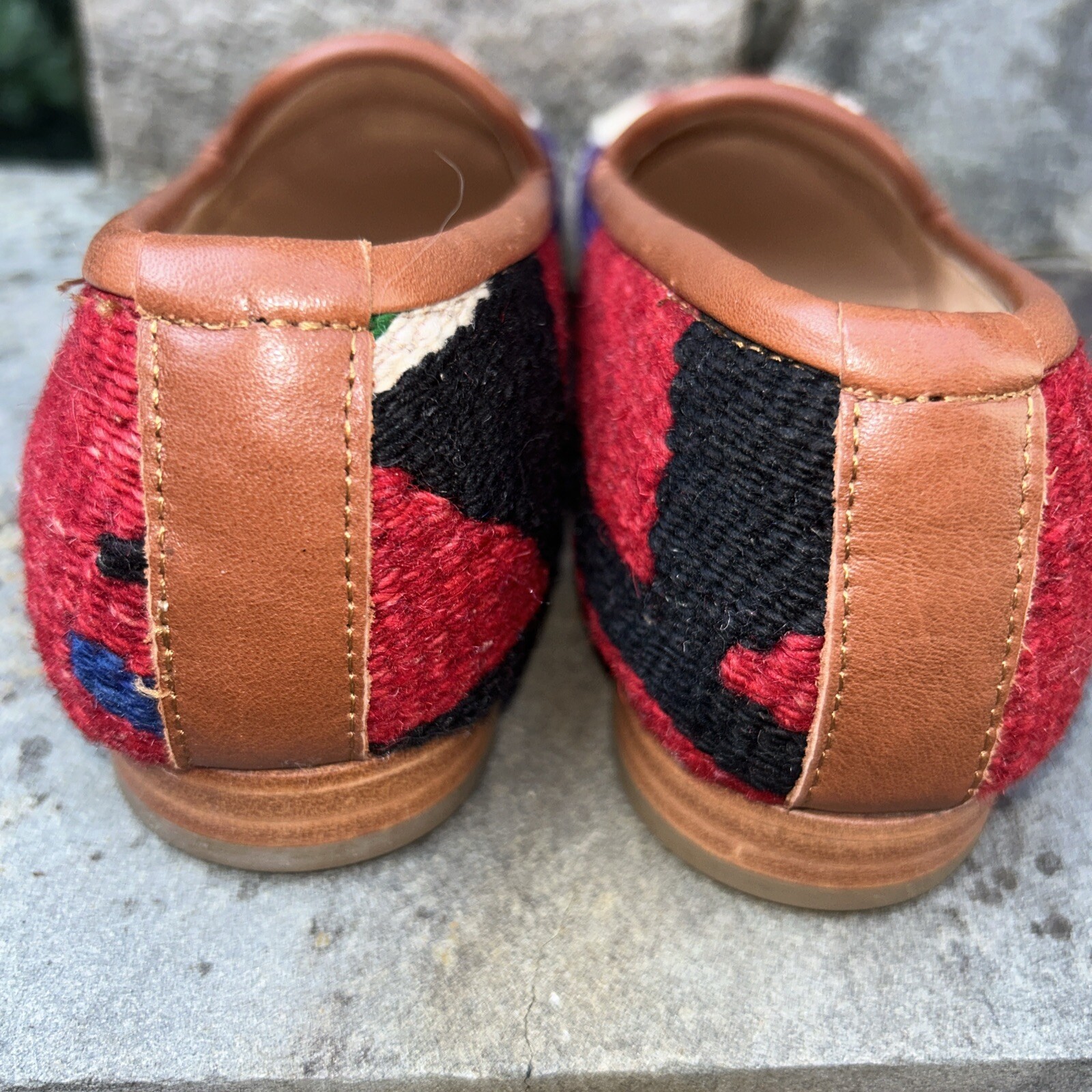 Ocelot Market Turkish Kilim Rug Loafer Flats Leather Sz EU 38 US 7 7 1/2 EUC