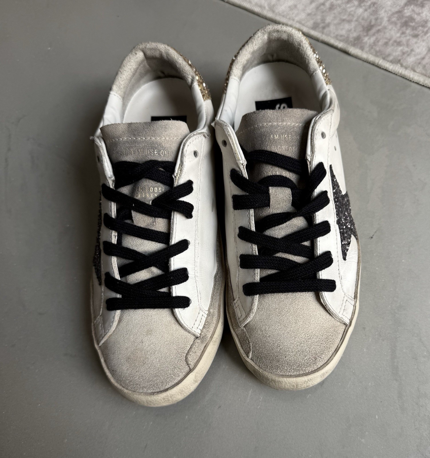 Size 6 or size 36 EU -Golden Goose Superstar White Gold Glitter GWF00102-F005358