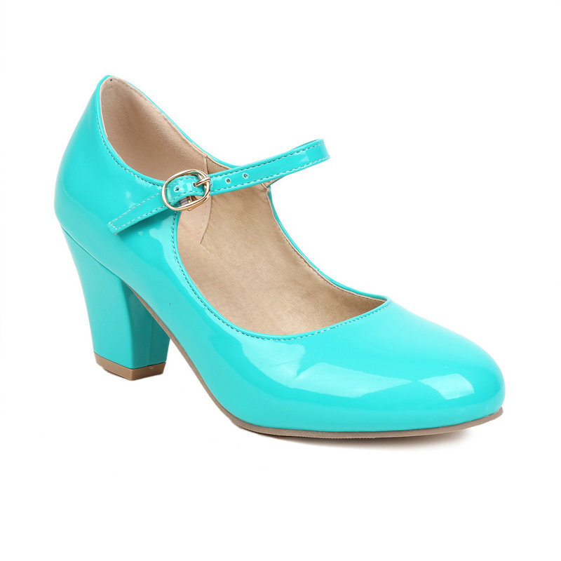 Womens Sweet Candy Mid Heel Mary Jane Classic Leather Shoes Wedding Commute Lady