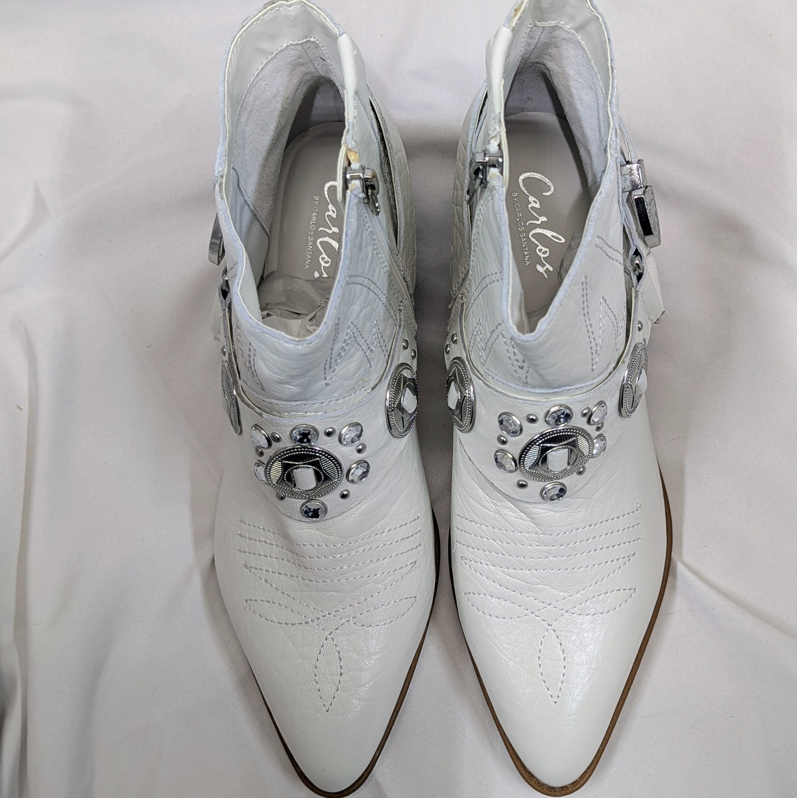 Carlos by Carlos Santana Marlene Leather Western Boots White Size 7.5 M NIB