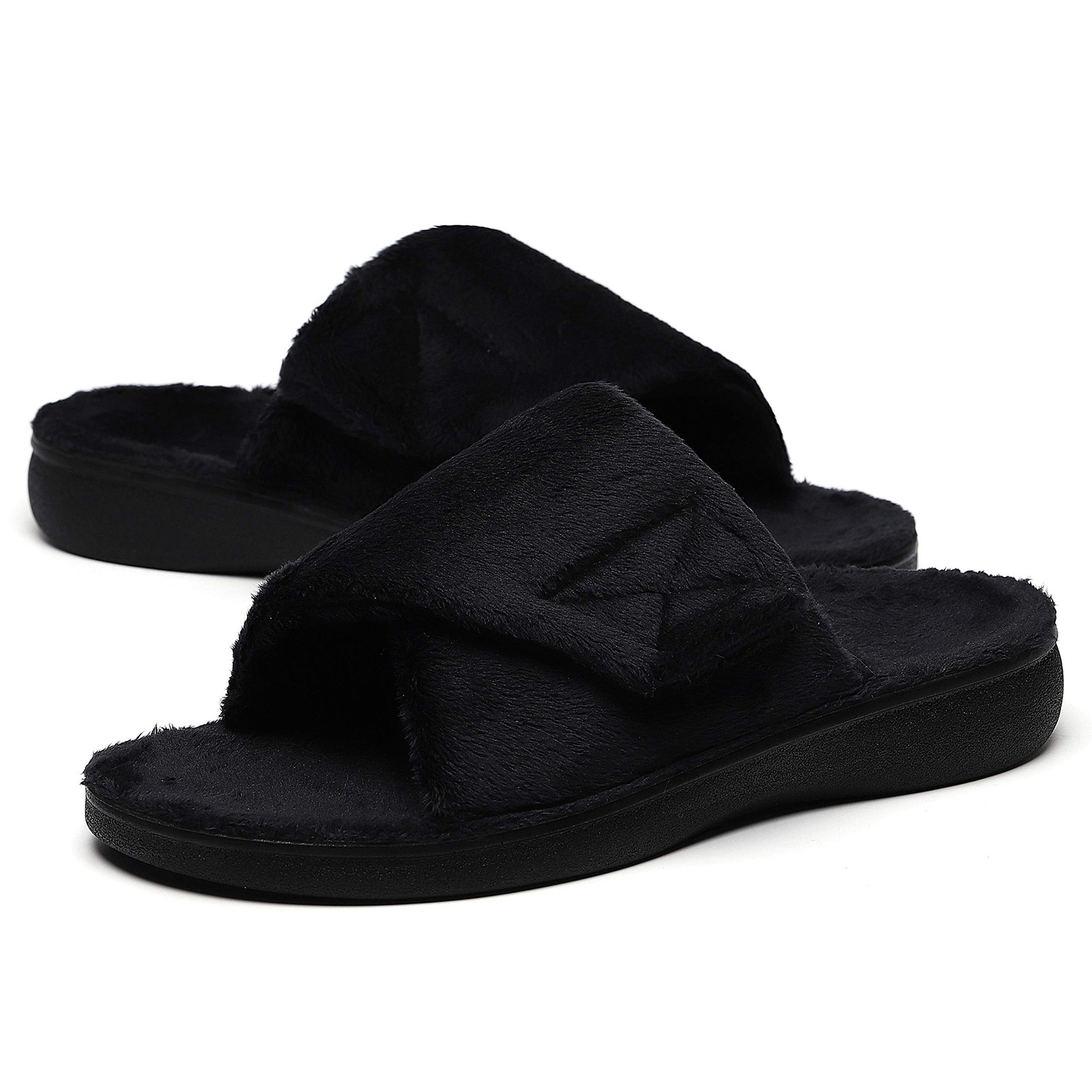 SOLLBEAM Women’s Plantar Fasciitis Fuzzy House Orthopedic Adjustable Slippers…