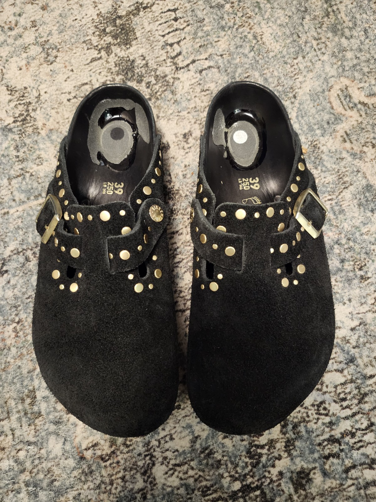 Birkenstock BOSTON BLACK SUEDE RIVET CLOG