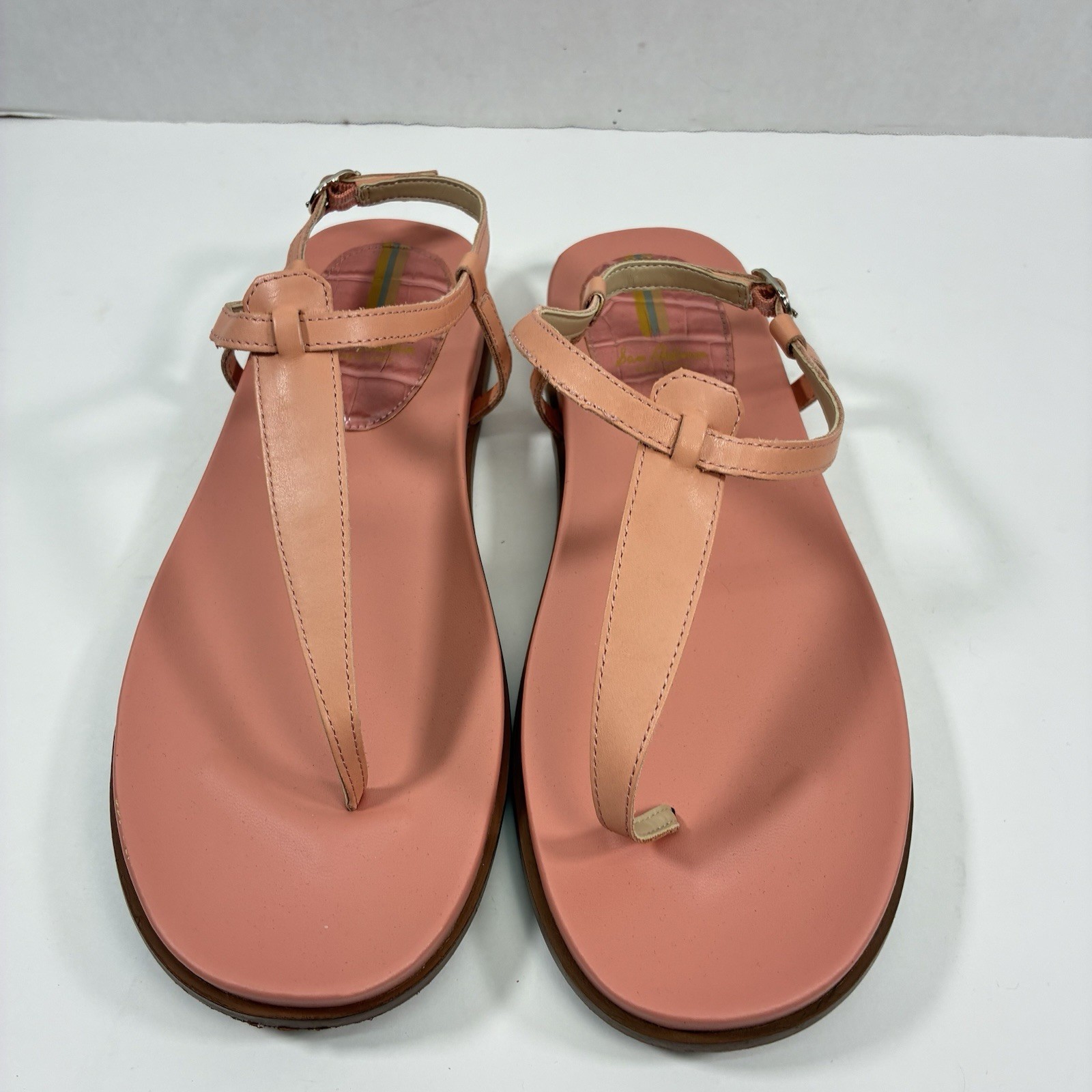 Sam Edelman Naomi Leather Thong Sandals Ankle Strap Flat Women’s 9.5 Beach EUC