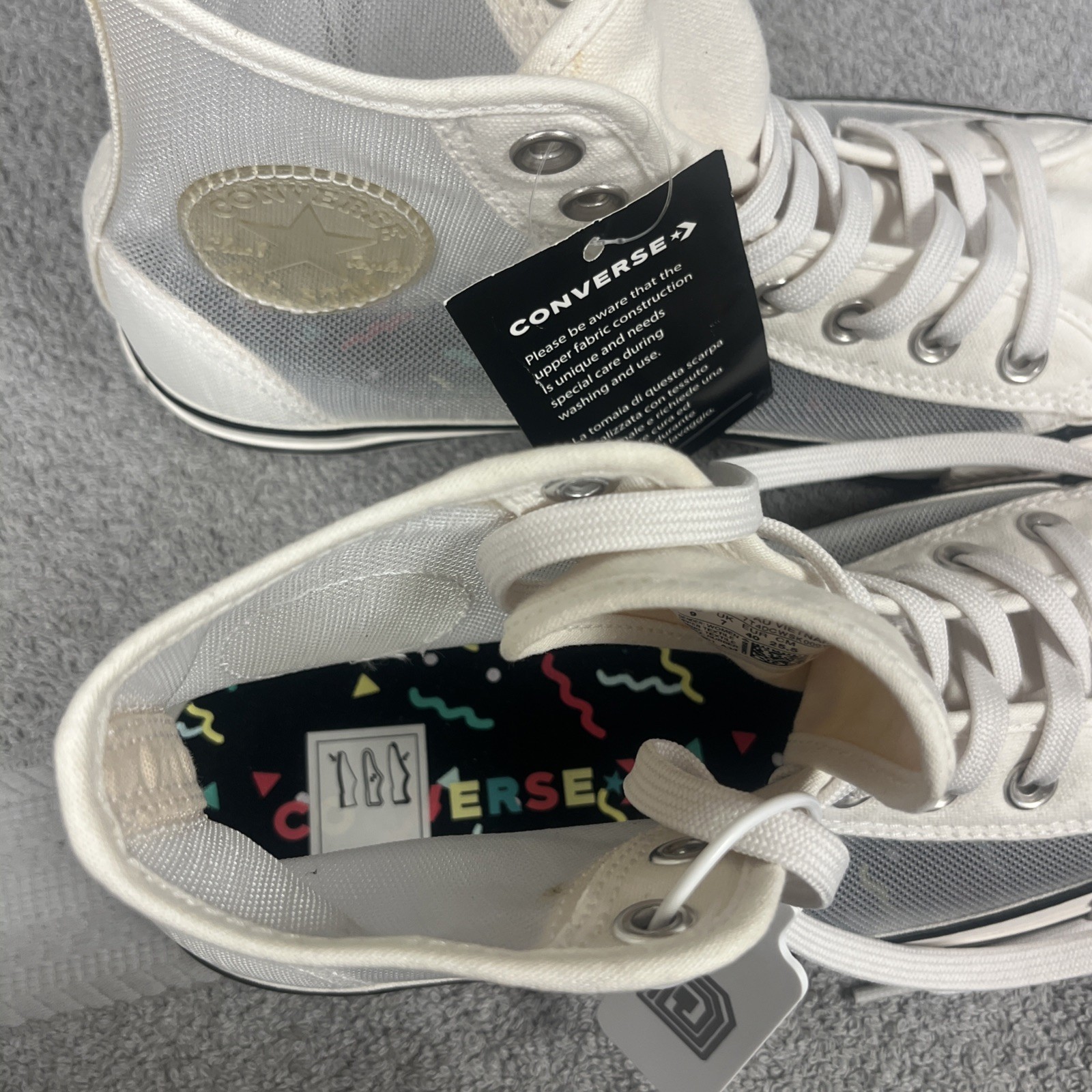 Converse Chuck Taylor All Star Ladies See Thru White High Sneakers Size 9