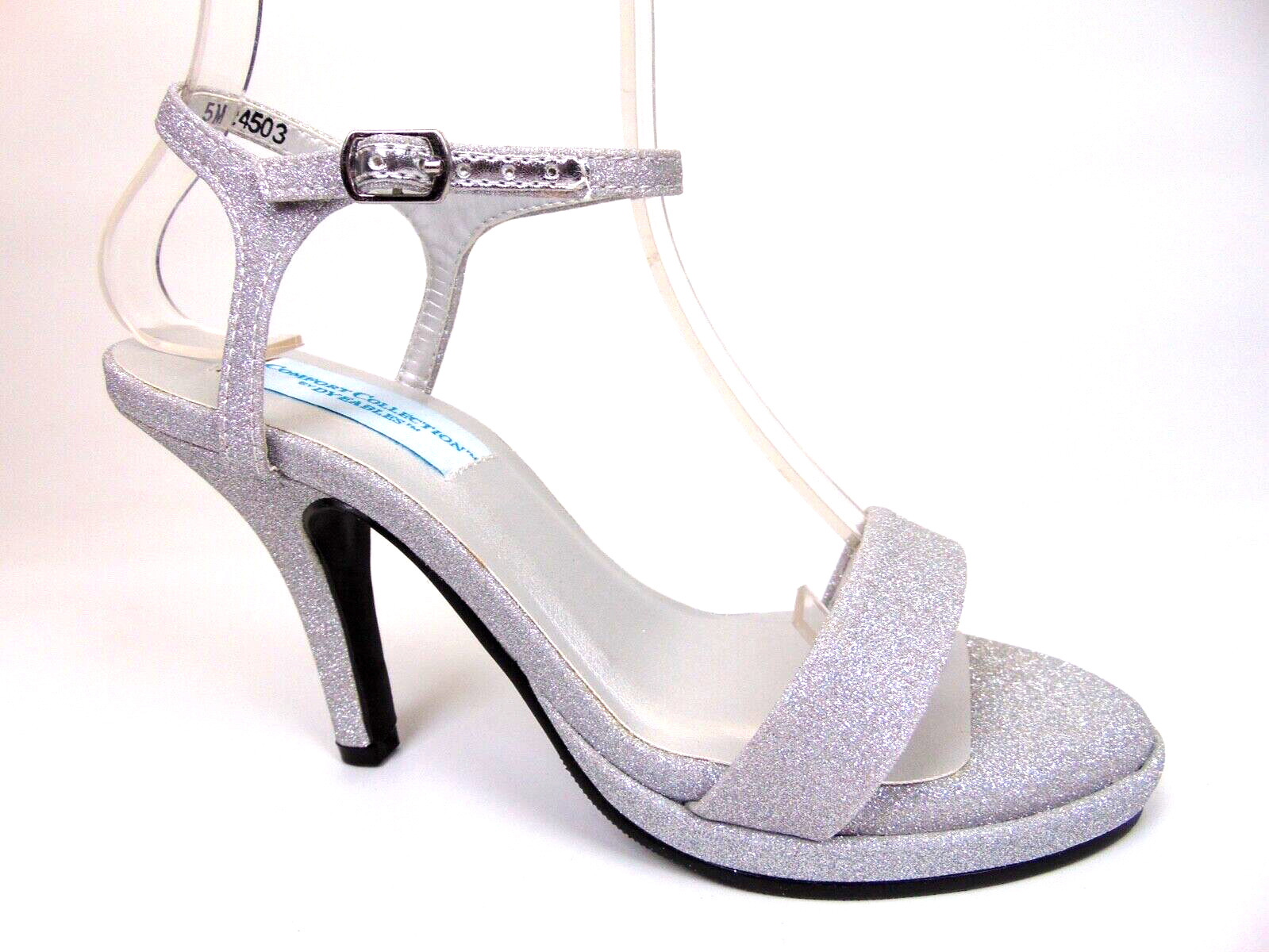 NEW! Dyeables Womens Aurora Ankle Strap Dress Sandals Size 5.0 B, Silver Glitter