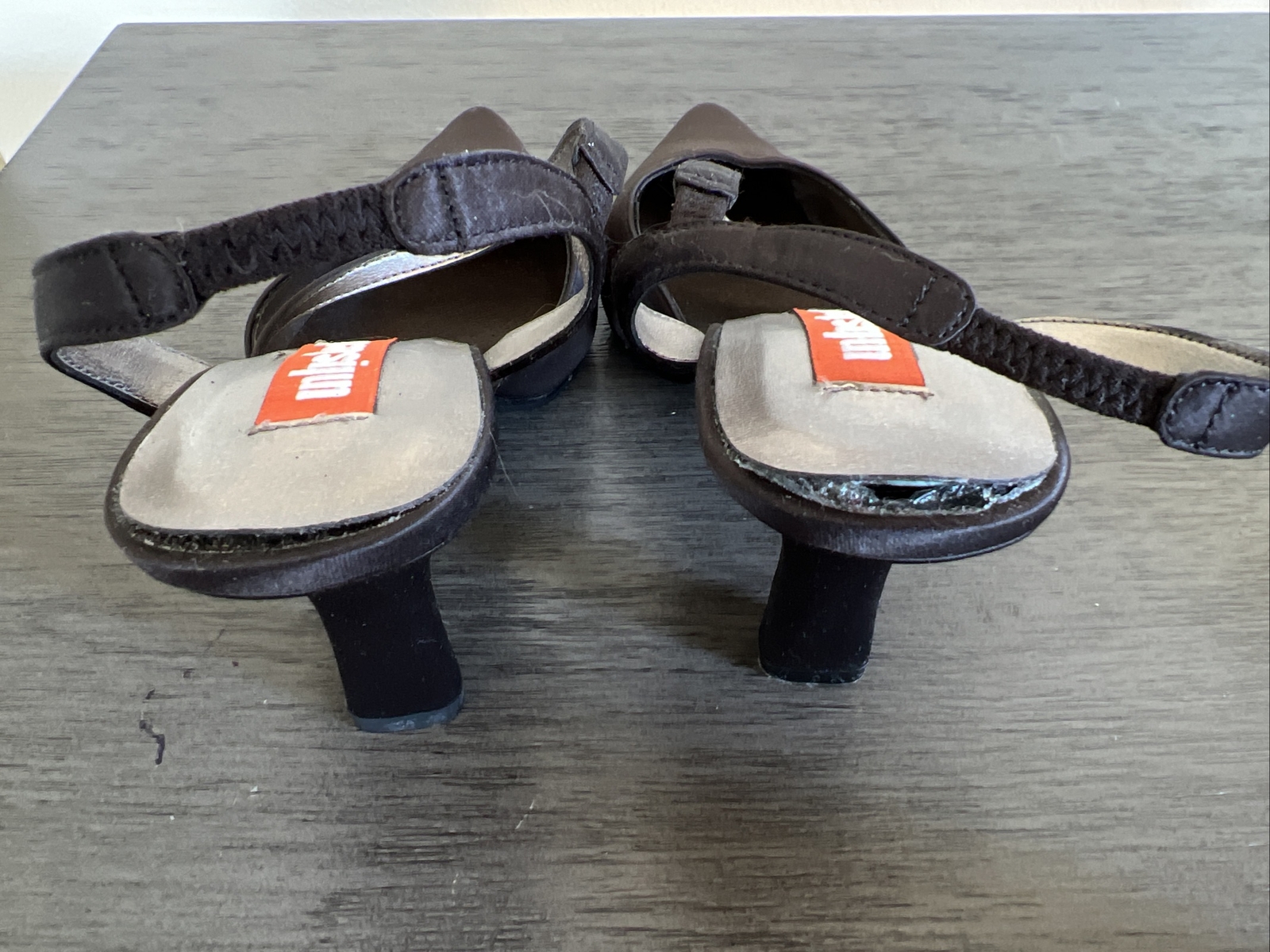 UNLISTED by KENNETH COLE Black Satin SLINGBACK HEELS Size Not Marked 7 to 7 1/2