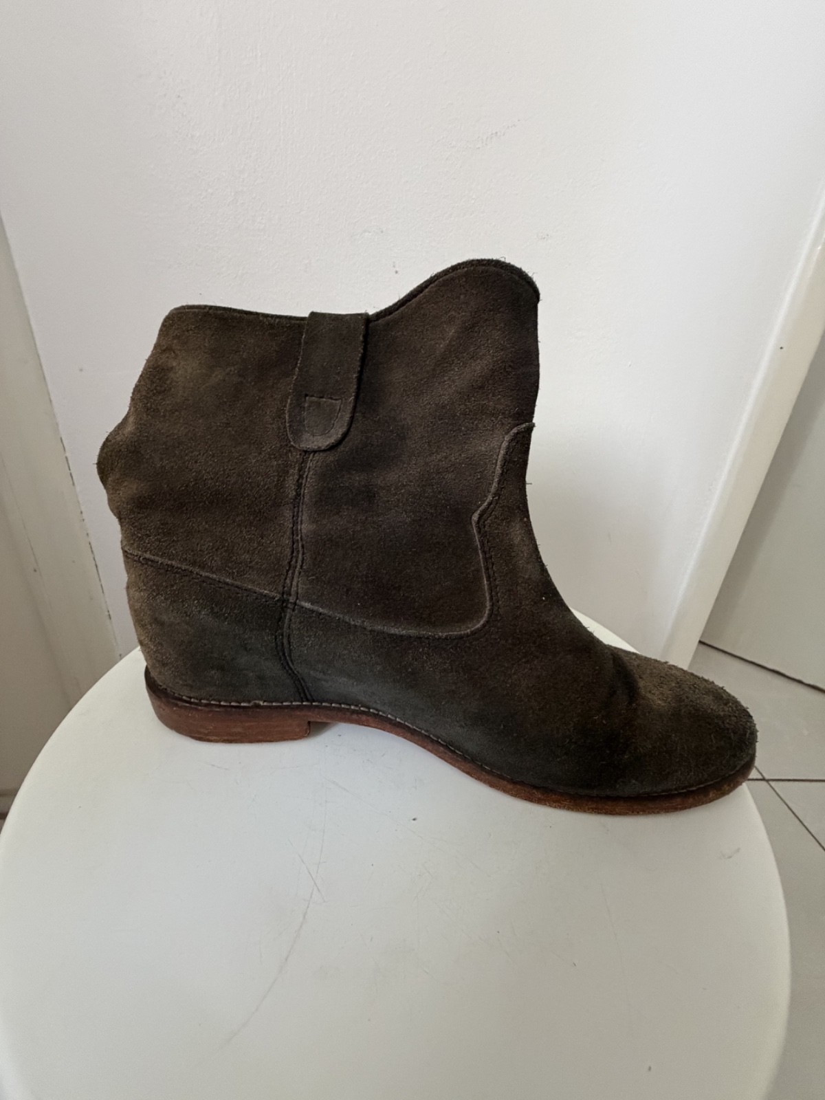 ISABEL MARANT-boots susee- suede-wedges- faded black- 42