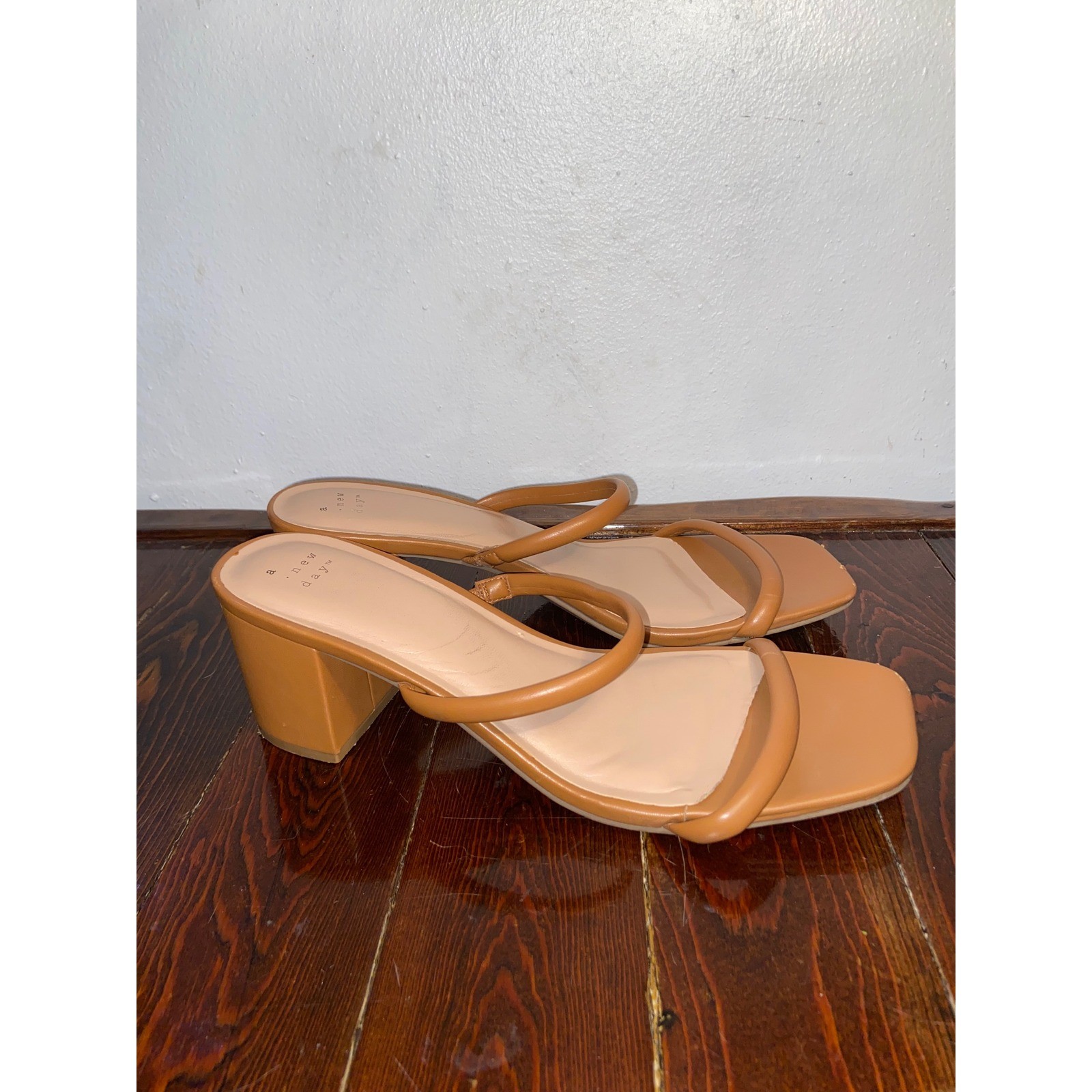 A New Day Block Heel Square Toe Strap Slide Sandals Minimalist Quiet Luxury Chic