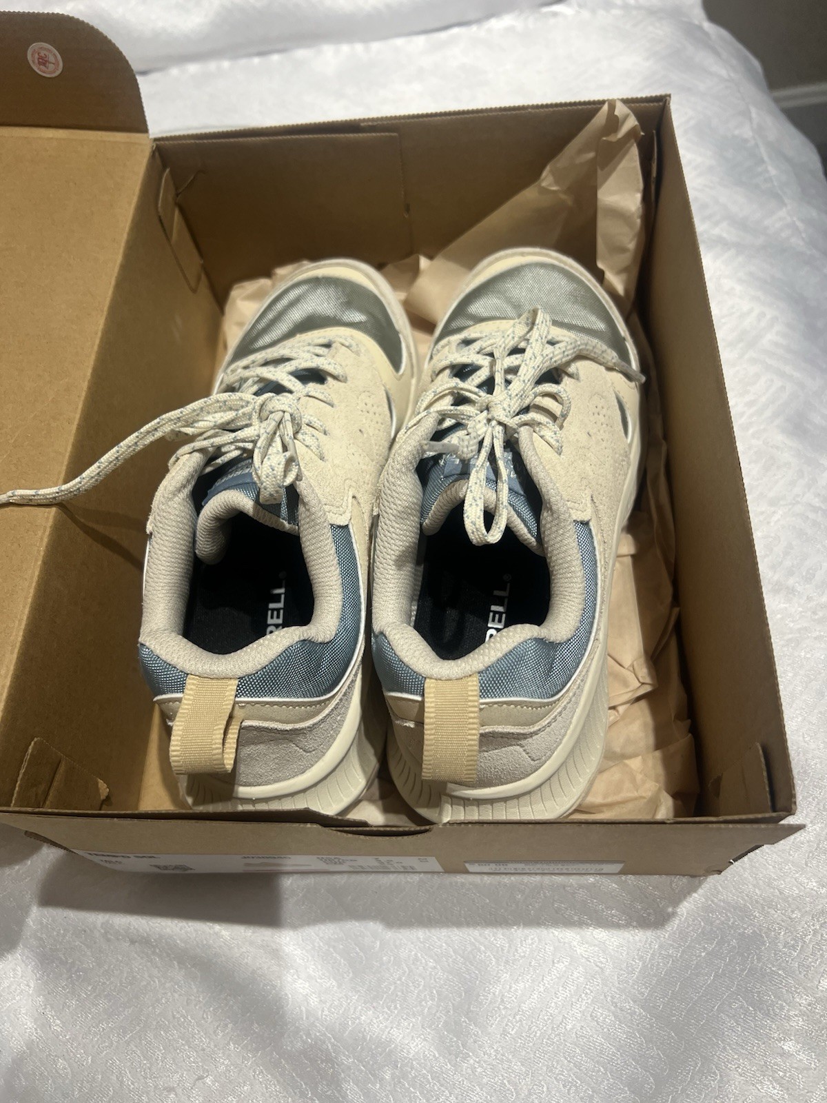 Merrell Tempo Sol Women’s Low Top Athletic Sneaker Mesh Beige/Gray Lace Up