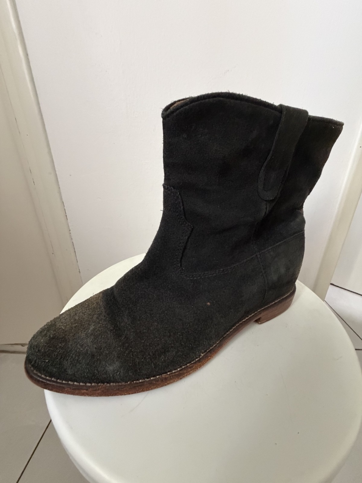 ISABEL MARANT-boots susee- suede-wedges- faded black- 42
