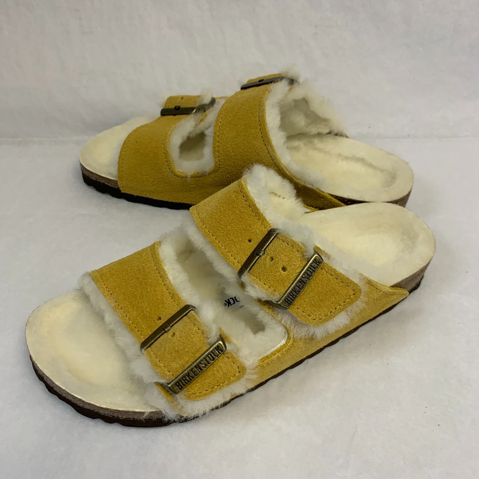 Birkenstock New with Box Arizona Shearling Ochre-Beige Suede Narrow Select Size