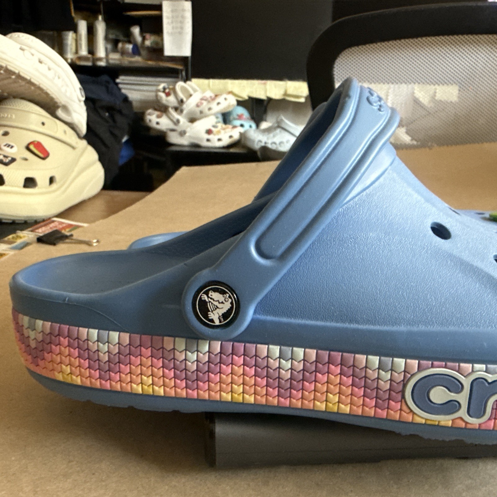 CROCS Baya Band Blue Multicolored Midsole M12 W14 – New