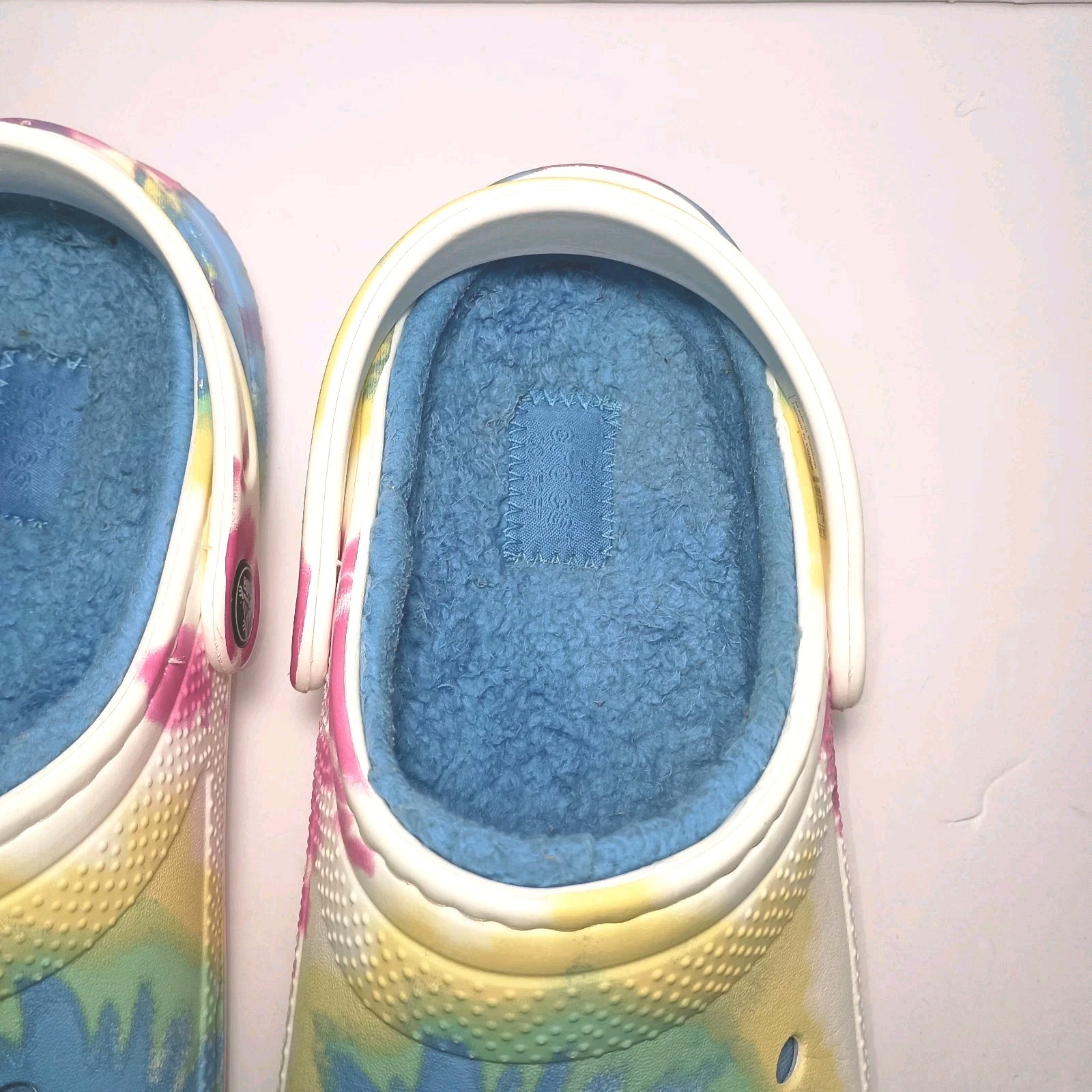 Crocs Clogs Unisex Baya Fuzzy Lined TieDye Pastel Swirl Spacecore Women 8/Men 6