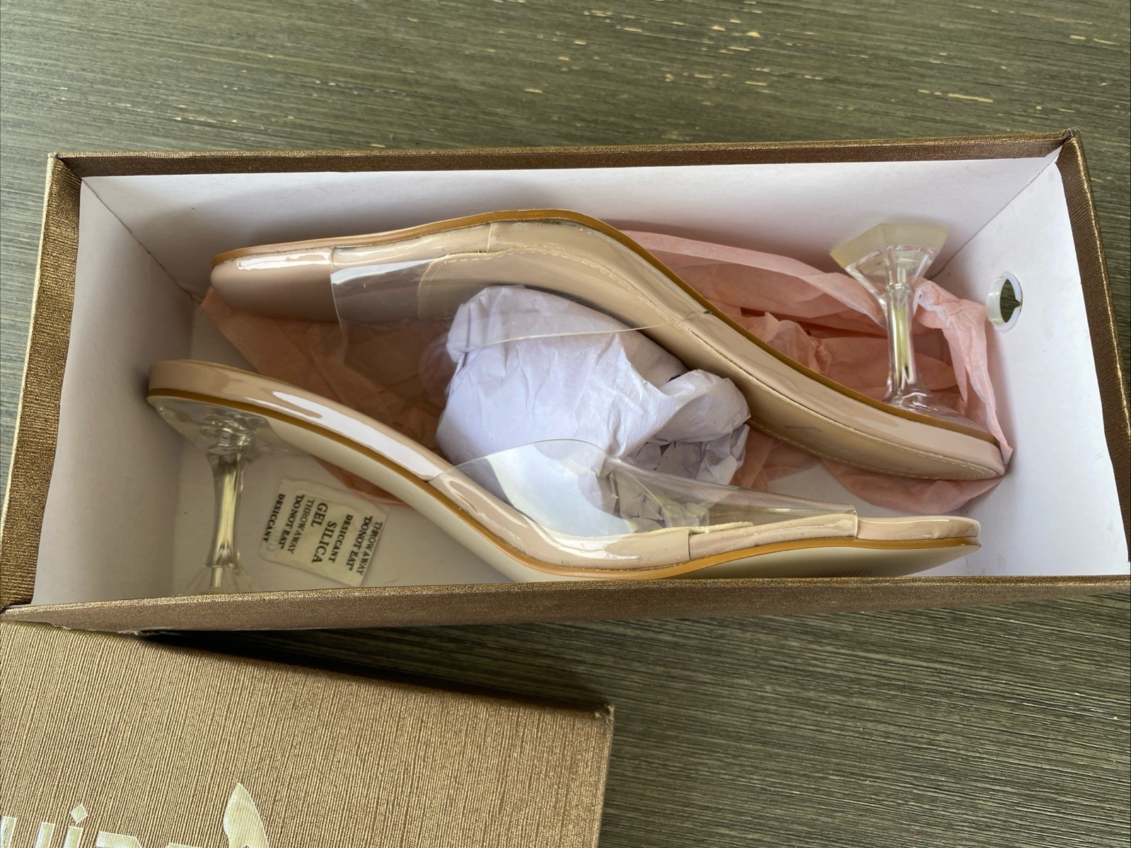 Viviany Woman Clear Peep Toe Chunky Low Heeled Sandals Slip On Sexy Pump Size 10