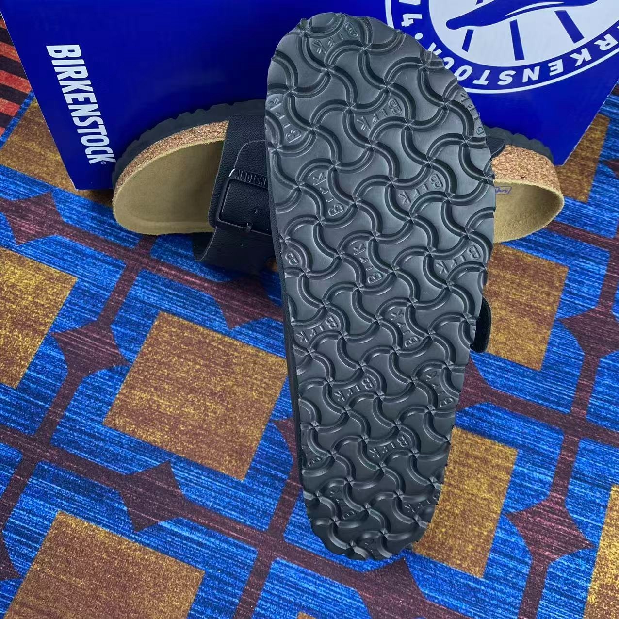 NEW Birkenstock Arizona Birko-Flor Unisex Adults Sandals Black/Blue–All Sizes