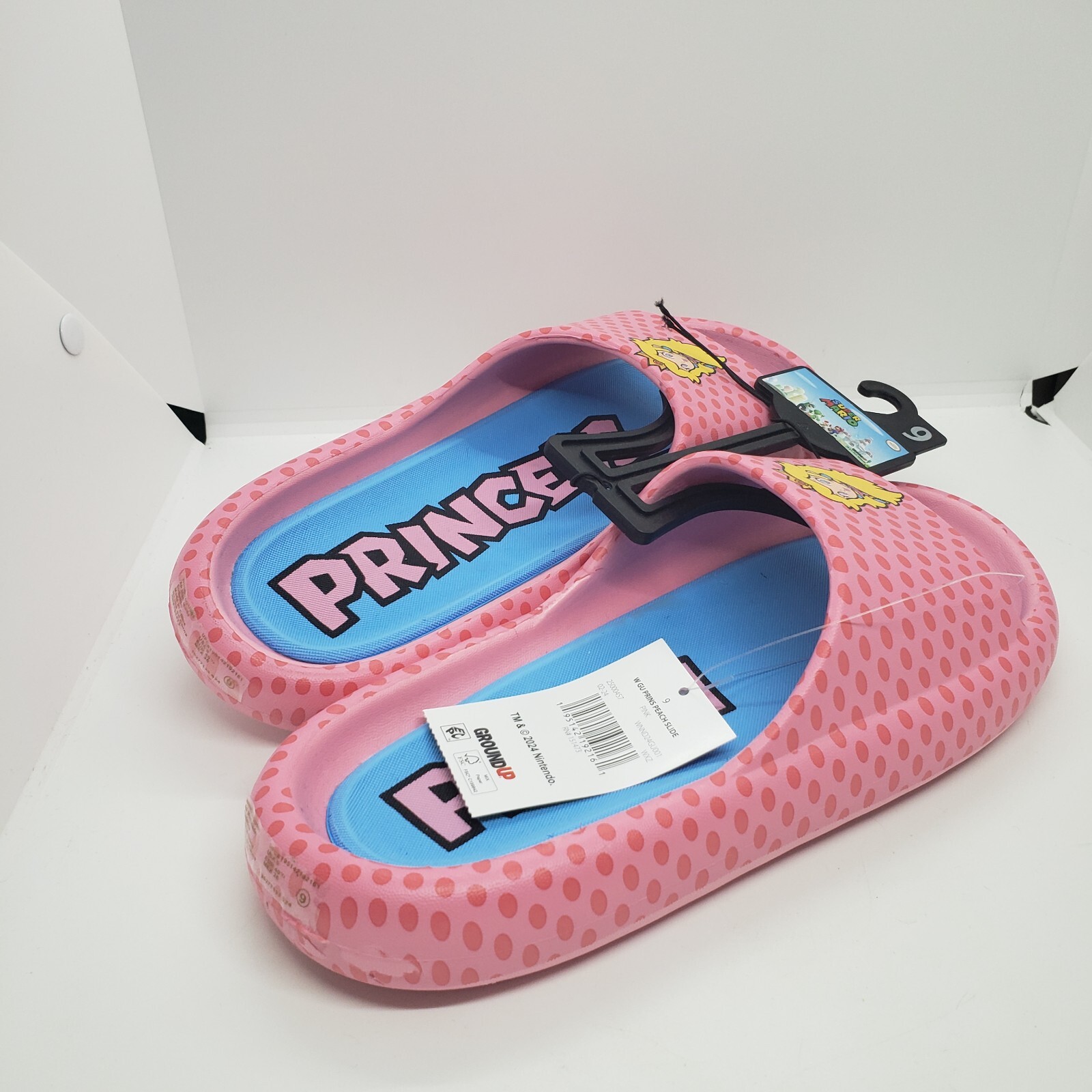 Princess Peach Puffy Slides Sandals Women’s Super Mario Bros Nintendo Pink