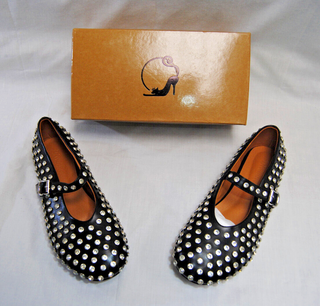 Divanne Womens Rhinestone Ballet Flats Mary Jane Shoes with Buckle Strap T2356
