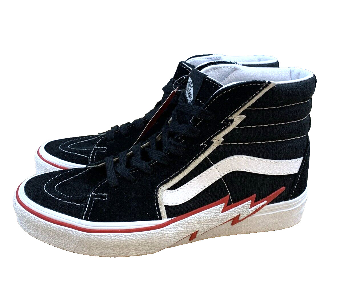 Vans Sk8-Hi Bolt High Top Sneakers Black Racing Red Men’s Size 7 Women’s 8.5